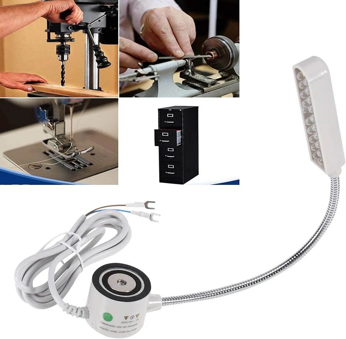چراغ خیاطی 220 ولت سفید 20 ال ای دی با پایه مغناطیسی چراغ خیاطی 220 ولت سفید 20 ال ای دی با پایه مغناطیسی