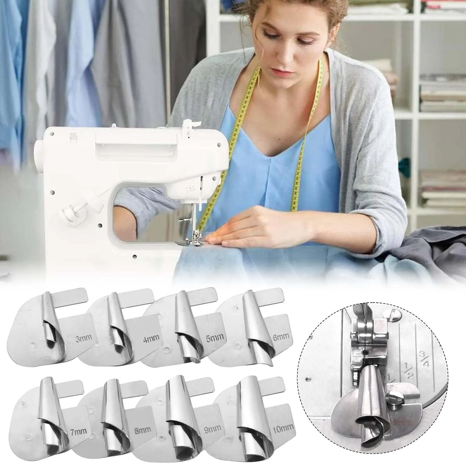 8 قطعه لوازم جانبی چرخ خیاطی، پایه لب تو (پس دوز) با 8 سایز مختلف (3 تا 10 میلیمتر)، پایه لب تو استیل ضد زنگ مناسب برای طیف گستردهای از خیاطی خانگی 8 قطعه لوازم جانبی چرخ خیاطی، پایه لب تو (پس دوز) با 8 سایز مختلف (3 تا 10 میلیمتر)، پایه لب تو استیل ضد زنگ مناسب برای طیف گستردهای از خیاطی خانگی