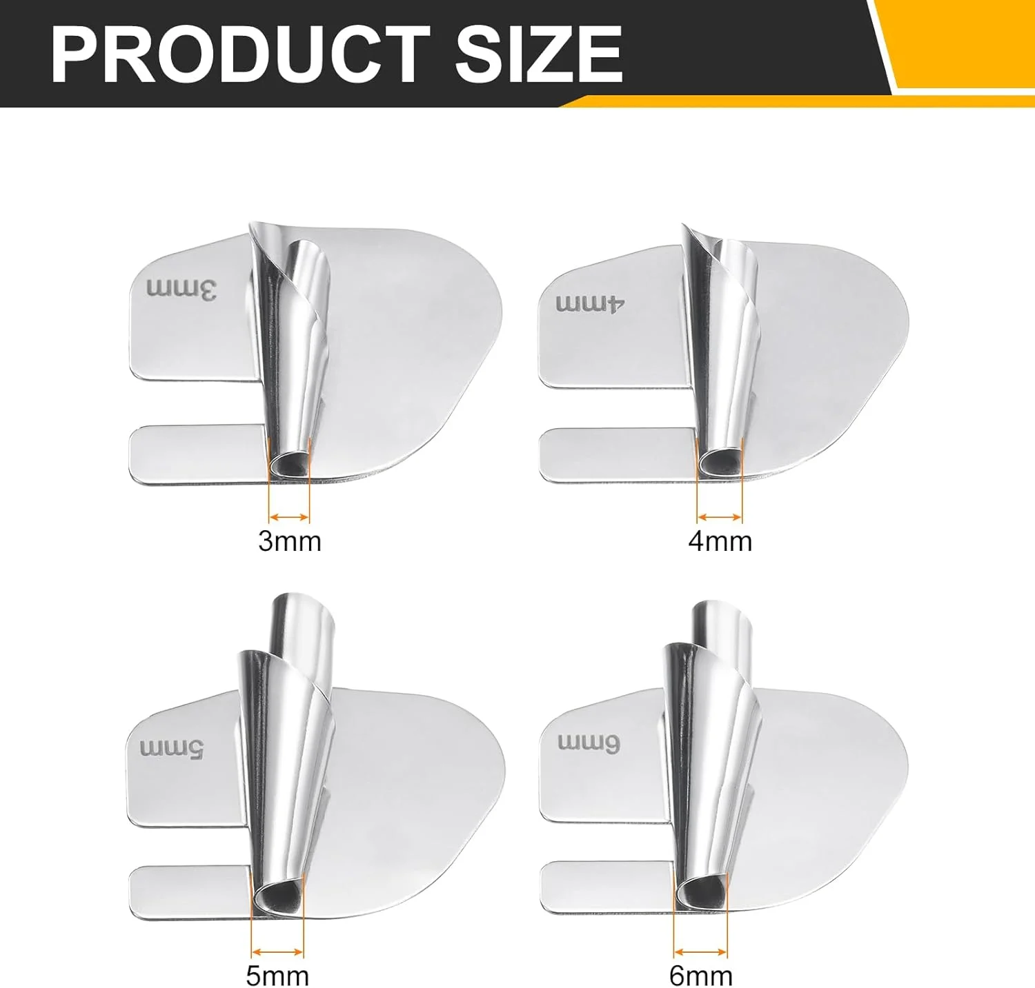 لبه دوزی چرخ خیاطی sourcing map، سایز 3/4/5/6 میلی متر، استیل ضد زنگ، پایه لبه دوزی پهن، لوازم جانبی خیاطی