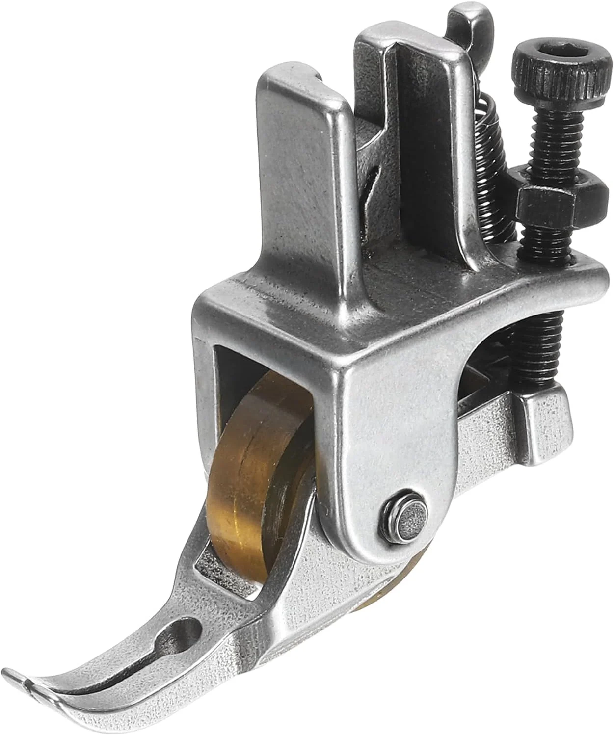 پایه دوخت قابل تنظیم با چرخ لاستیکی، پایه دوخت زیپ استیل ضد زنگ، مناسب برای دوخت چرم PVC و پارچه برای چرخ خیاطی صنعتی، زرد