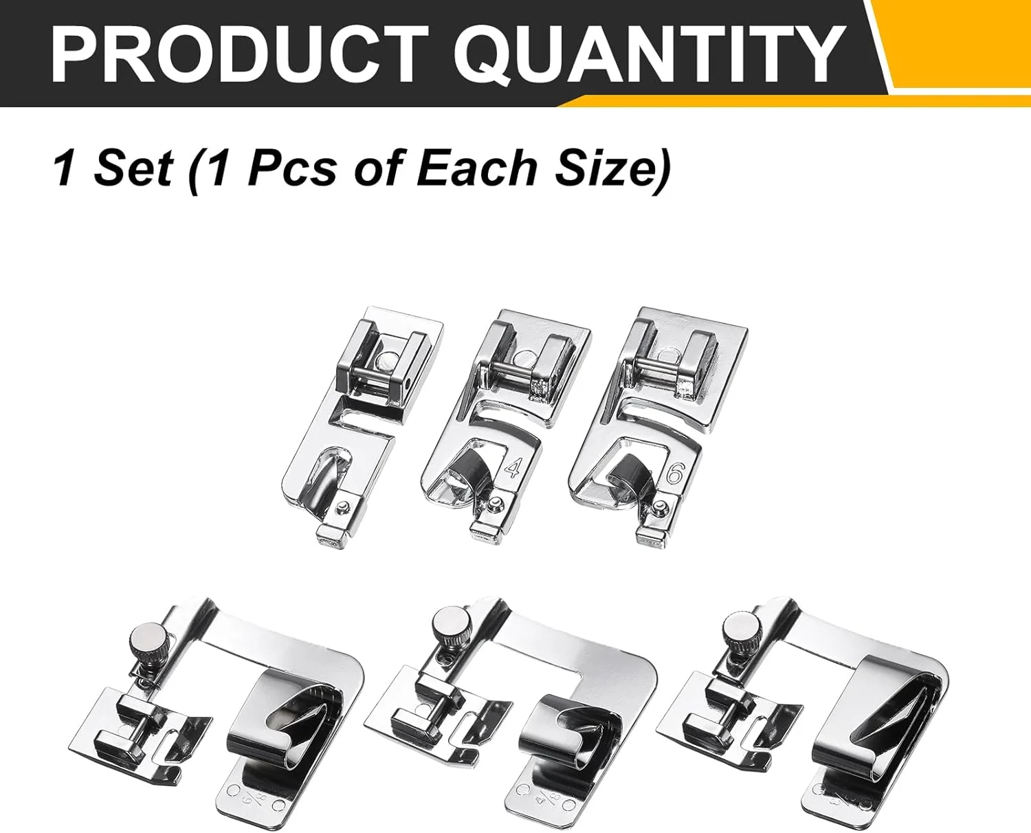 ست پایه لب تو 6 عددی sourcing map، 6 سایز پهن و باریک، پایه چرخ خیاطی پایین برای چرخ خیاطی های چند منظوره خانگی