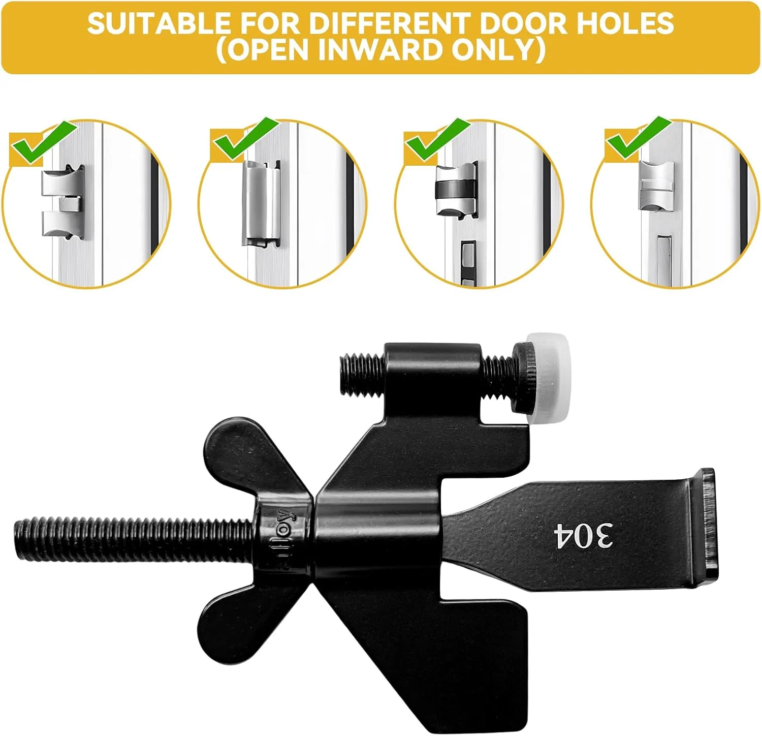 قفل درب قابل حمل مشکی Rerishom، قفل درب امنیتی خانگی، قفل مسافرتی برای ایمنی و حریم خصوصی بیشتر، ایده آل برای مسافرت، هتل، خانه، آپارتمان، خوابگاه