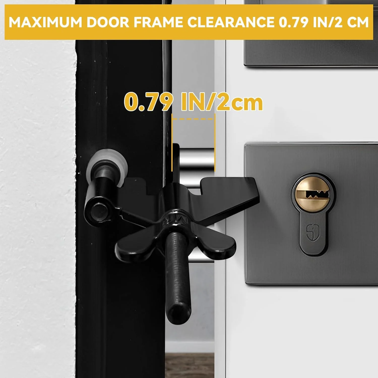 قفل درب قابل حمل مشکی Rerishom، قفل درب امنیتی خانگی، قفل مسافرتی برای ایمنی و حریم خصوصی بیشتر، ایده آل برای مسافرت، هتل، خانه، آپارتمان، خوابگاه