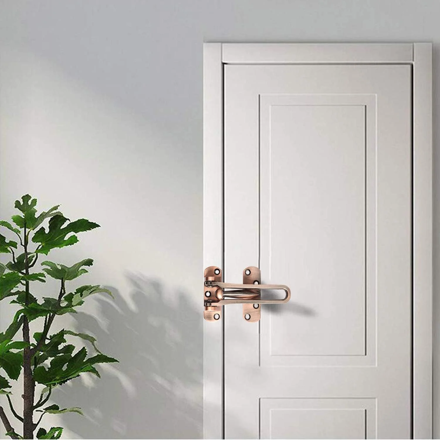 قفل تقویت درب SAISN، قفل میله ای چرخشی برای امنیت خانه، قفل درب ورودی برای کودکان، آلیاژ آلومینیوم ضخیم و جامد (نقره ای)