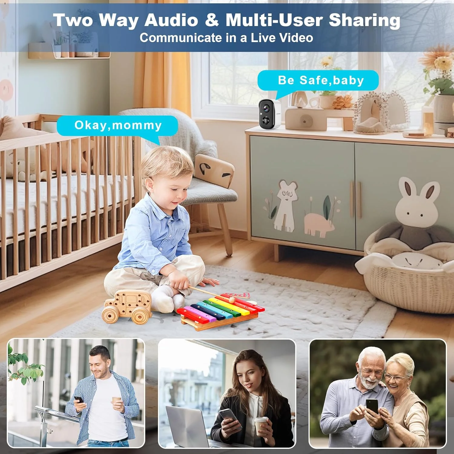 دوربین های امنیتی بی سیم فضای باز، دوربین های وای فای 2K با باتری برای امنیت خانه با تشخیص حرکت هوش مصنوعی، دید در شب رنگی، نورافکن، آژیر، ضد آب، ذخیره سازی SD/Cloud - بسته 2 عددی دوربین های امنیتی بی سیم فضای باز، دوربین های وای فای 2K با باتری برای امنیت خانه با تشخیص حرکت هوش مصنوعی، دید در شب رنگی، نورافکن، آژیر، ضد آب، ذخیره سازی SD/Cloud - بسته 2 عددی