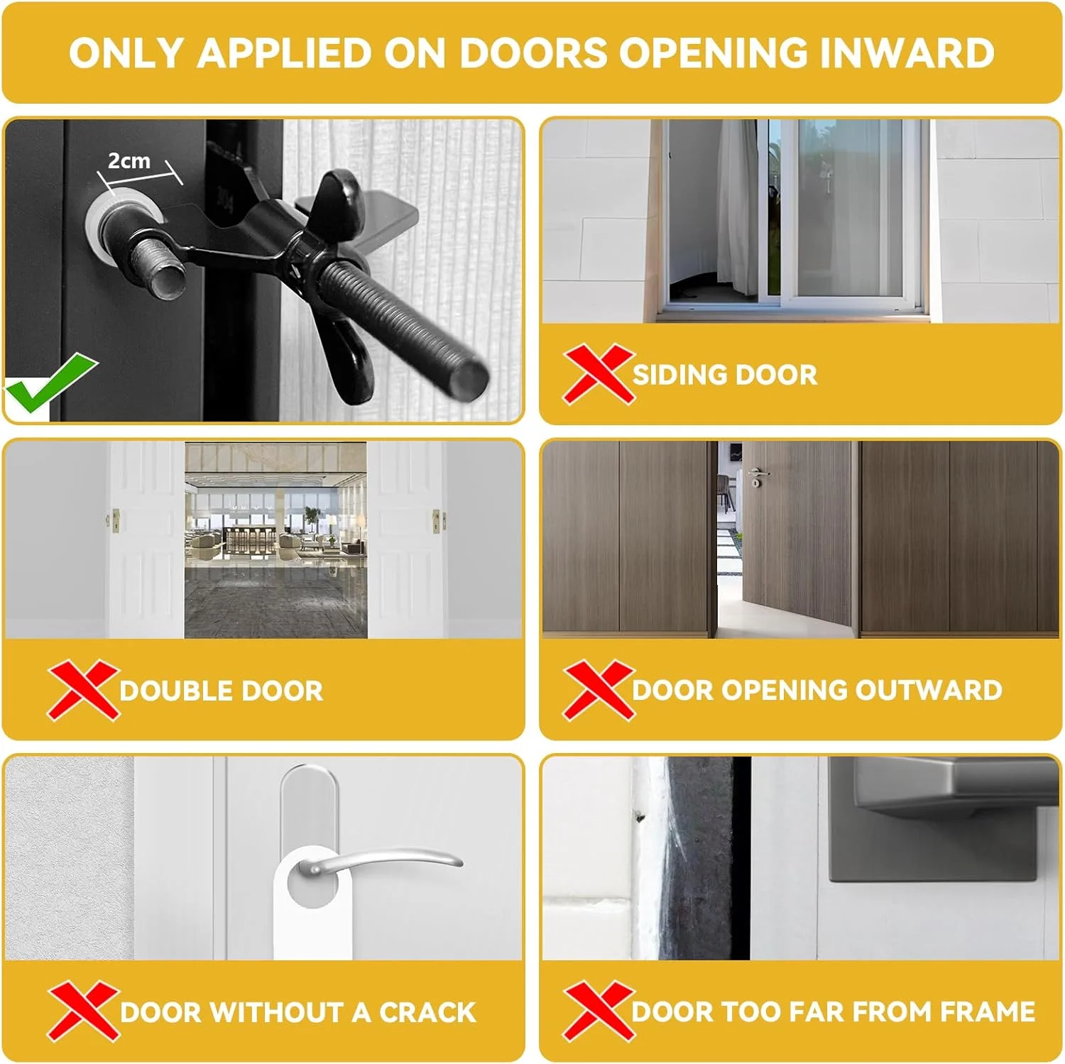 قفل درب قابل حمل مشکی Rerishom، قفل درب امنیتی خانگی، قفل مسافرتی برای ایمنی و حریم خصوصی بیشتر، ایده آل برای مسافرت، هتل، خانه، آپارتمان، خوابگاه