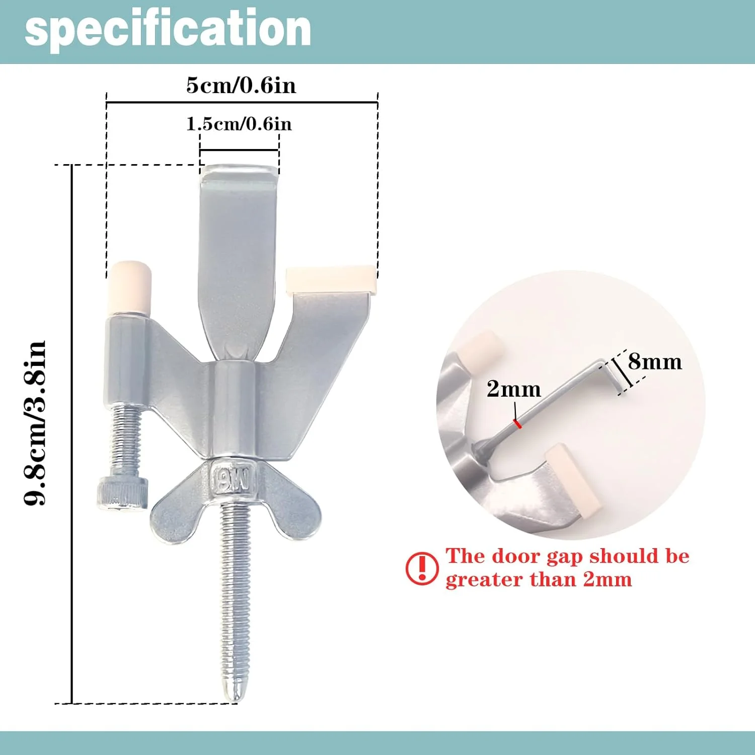 قفل درب قابل حمل ELEMGULY، قفل درب ایمنی قابل تنظیم با درپوش های سیلیکونی محافظ برای خانه، مسافرت، هتل ها، آپارتمان ها برای افزایش ایمنی، نقره ای