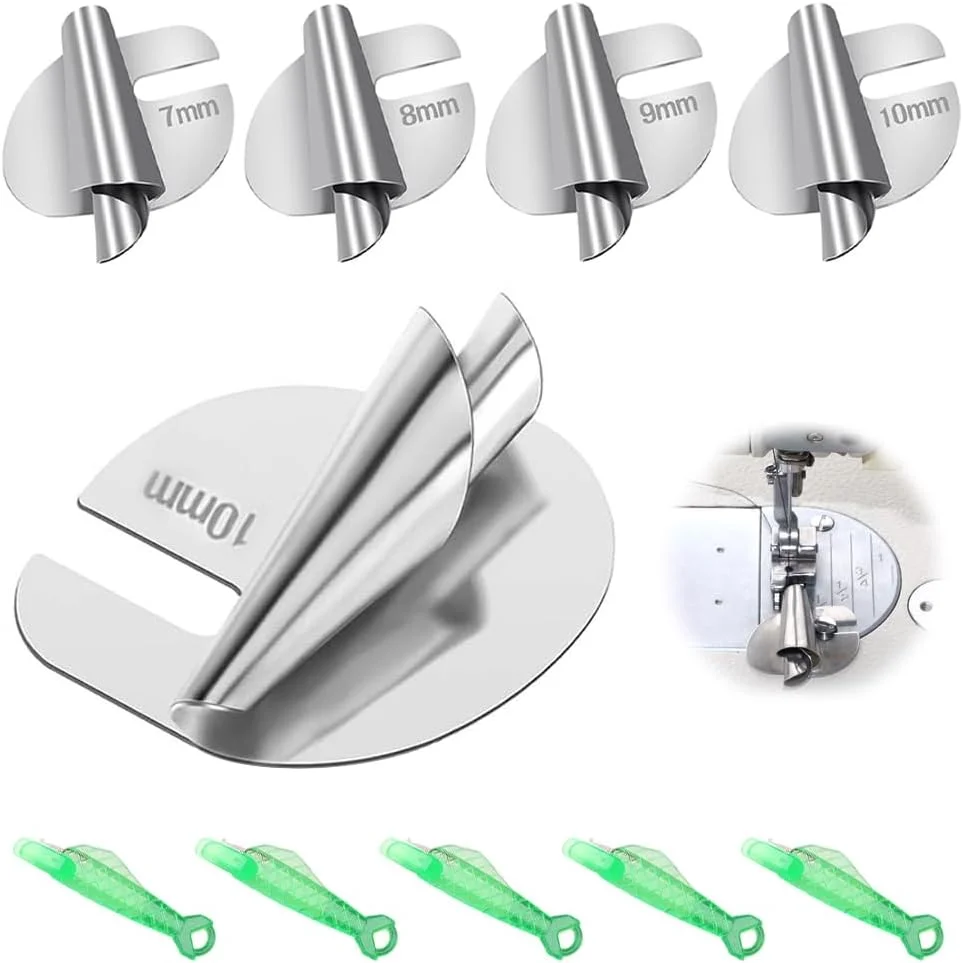 ست 4 عددی پایه لب تو (Hemmer Foot) چرخ خیاطی به همراه 5 عدد سوزن نخ کن، استیل ضد زنگ، مناسب برای اکثر چرخ خیاطی ها، 4 سایز (7/8/9/10 میلی متر) ست 4 عددی پایه لب تو (Hemmer Foot) چرخ خیاطی به همراه 5 عدد سوزن نخ کن، استیل ضد زنگ، مناسب برای اکثر چرخ خیاطی ها، 4 سایز (7/8/9/10 میلی متر)