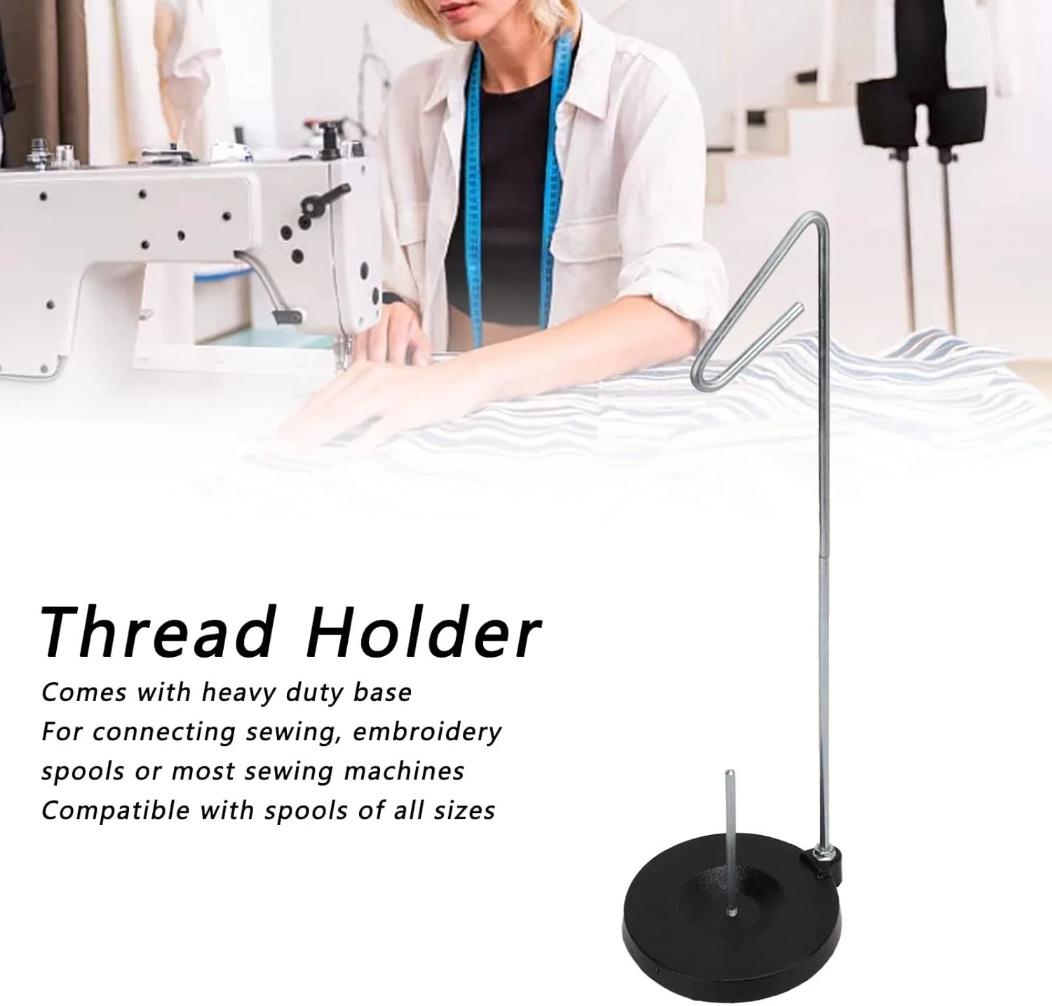 نگهدارنده نخ، نگهدارنده قرقره فلزی قوی و مستقل برای اتصال به چرخ خیاطی نگهدارنده نخ، نگهدارنده قرقره فلزی قوی و مستقل برای اتصال به چرخ خیاطی