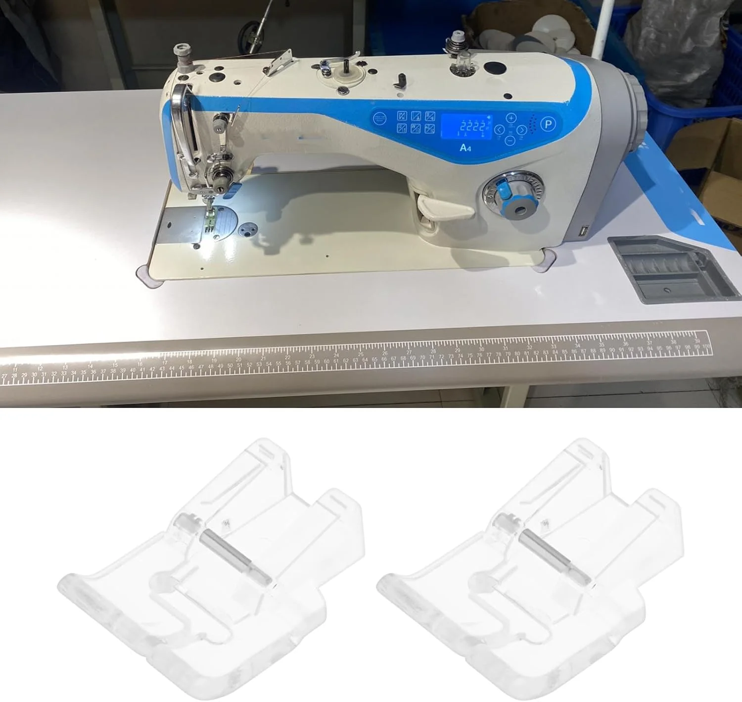 بسته 2 عددی پایه فشاری دکمه‌ای VGOL، پایه های فشاری شفاف اپلیکه، پایه فشاری چرخ خیاطی ساق کوتاه پلاستیکی سازگار با Singer، سازگار با Brother