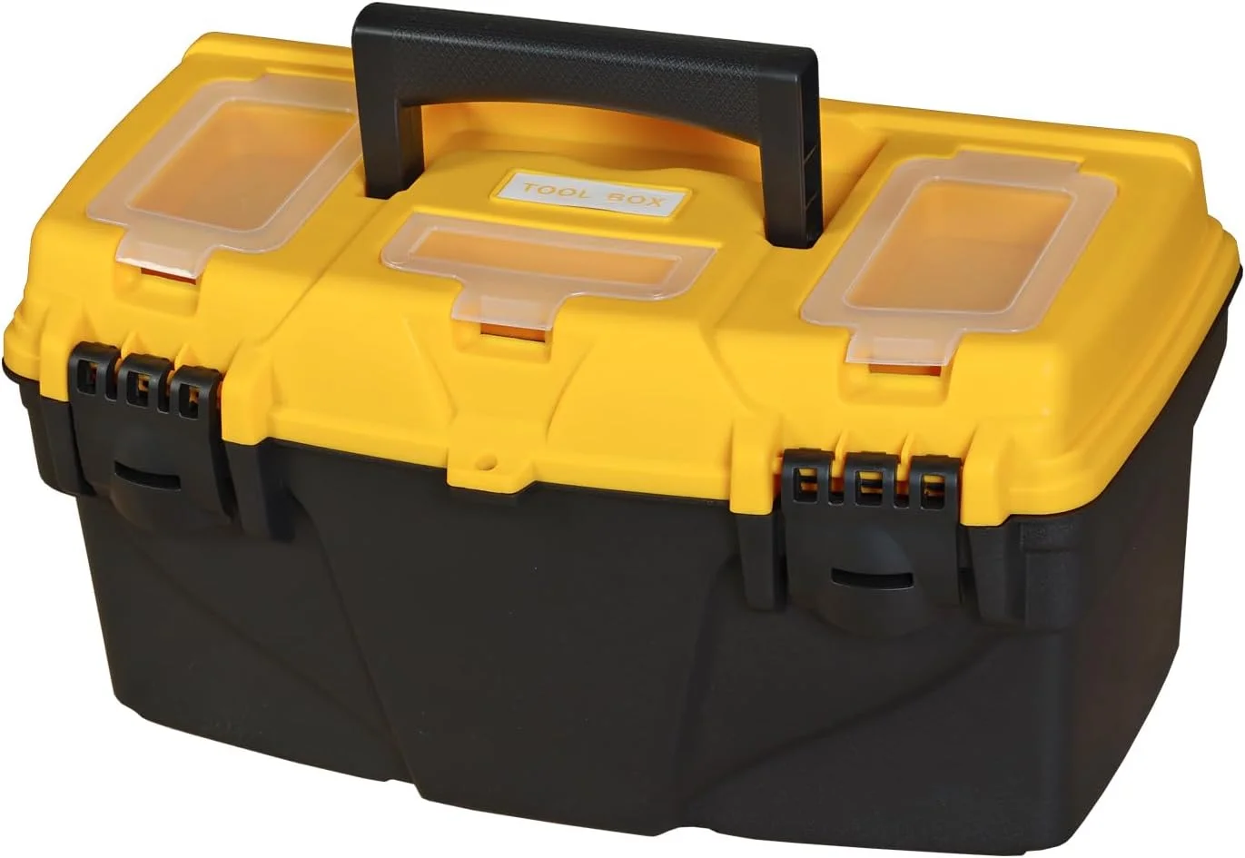 جعبه ابزار پلاستیکی تورین 15.5 اینچی با سینی جداشدنی، جعبه ابزار کوچک با جعبه پیچ، مشکی/زرد ATRJH-3015T