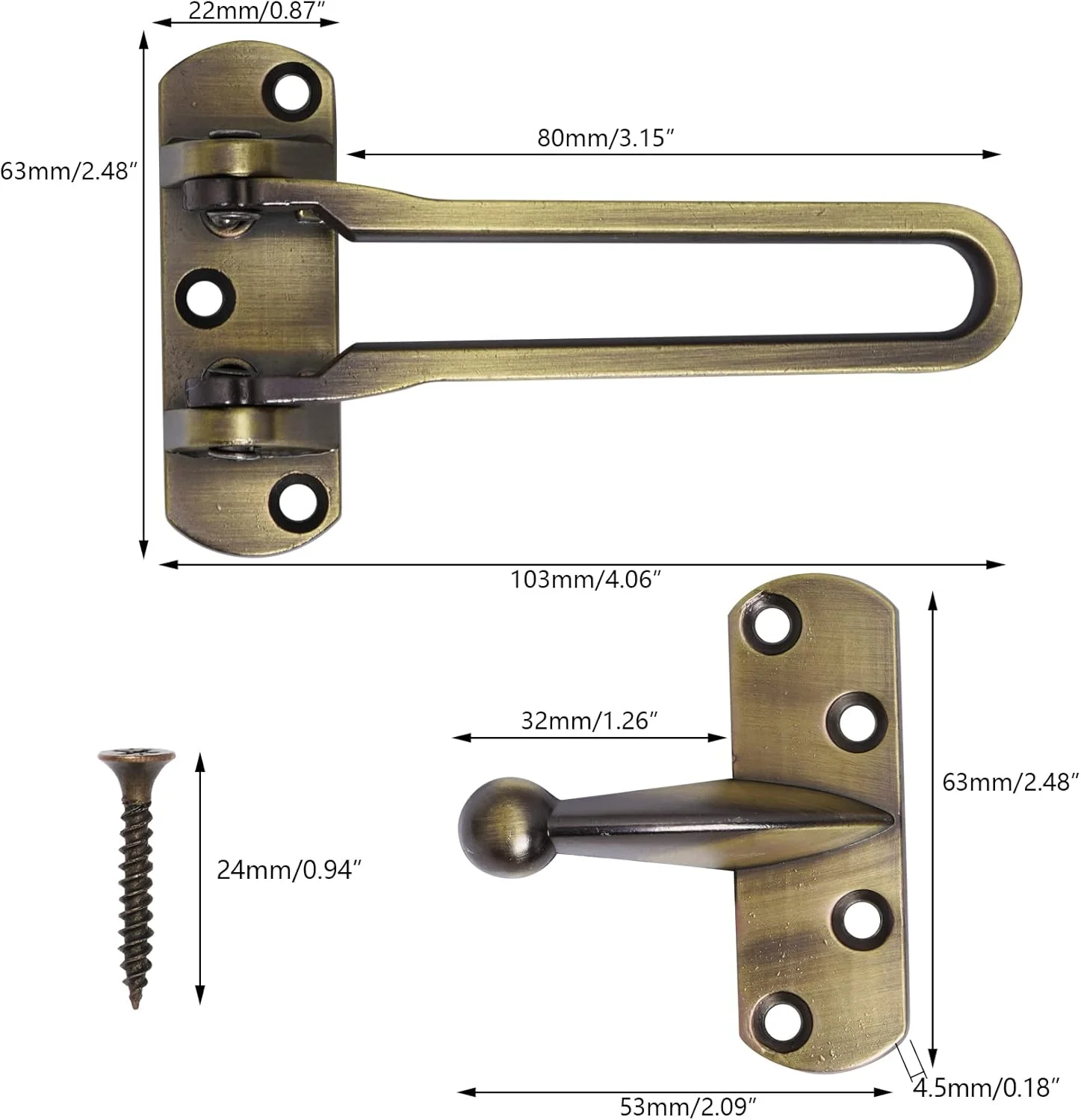 قفل درب ایمنی خانگی Topbuti، بسته 2 عددی قفل محافظ درب جلو برای کودکان، قفل تقویت کننده درب برای درهای چرخشی، قفل درب هتل، آلیاژ آلومینیوم ضخیم و جامد (برنج عتیقه) قفل درب ایمنی خانگی Topbuti، بسته 2 عددی قفل محافظ درب جلو برای کودکان، قفل تقویت کننده درب برای درهای چرخشی، قفل درب هتل، آلیاژ آلومینیوم ضخیم و جامد (برنج عتیقه)