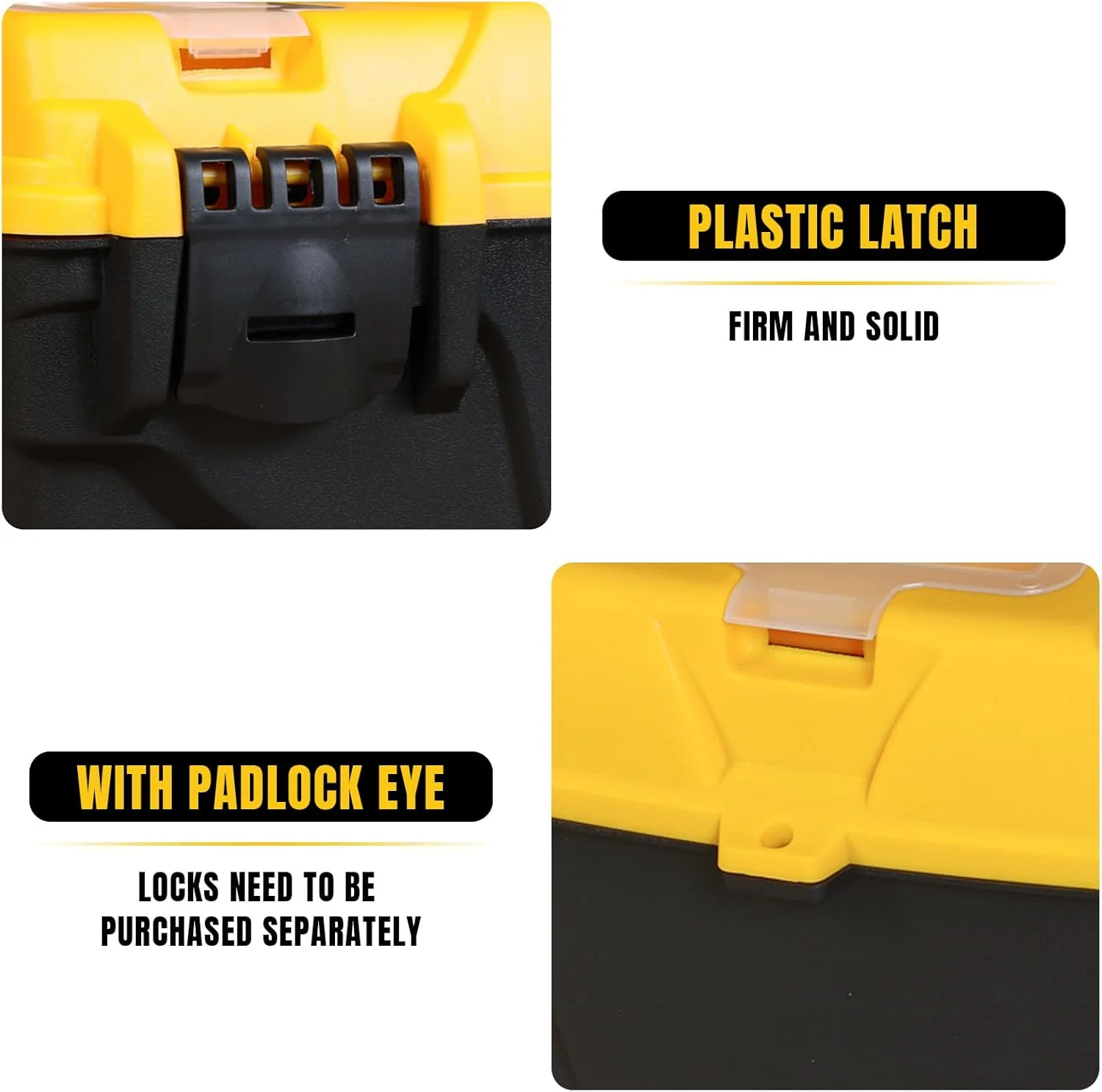 جعبه ابزار پلاستیکی تورین 15.5 اینچی با سینی جداشدنی، جعبه ابزار کوچک با جعبه پیچ، مشکی/زرد ATRJH-3015T