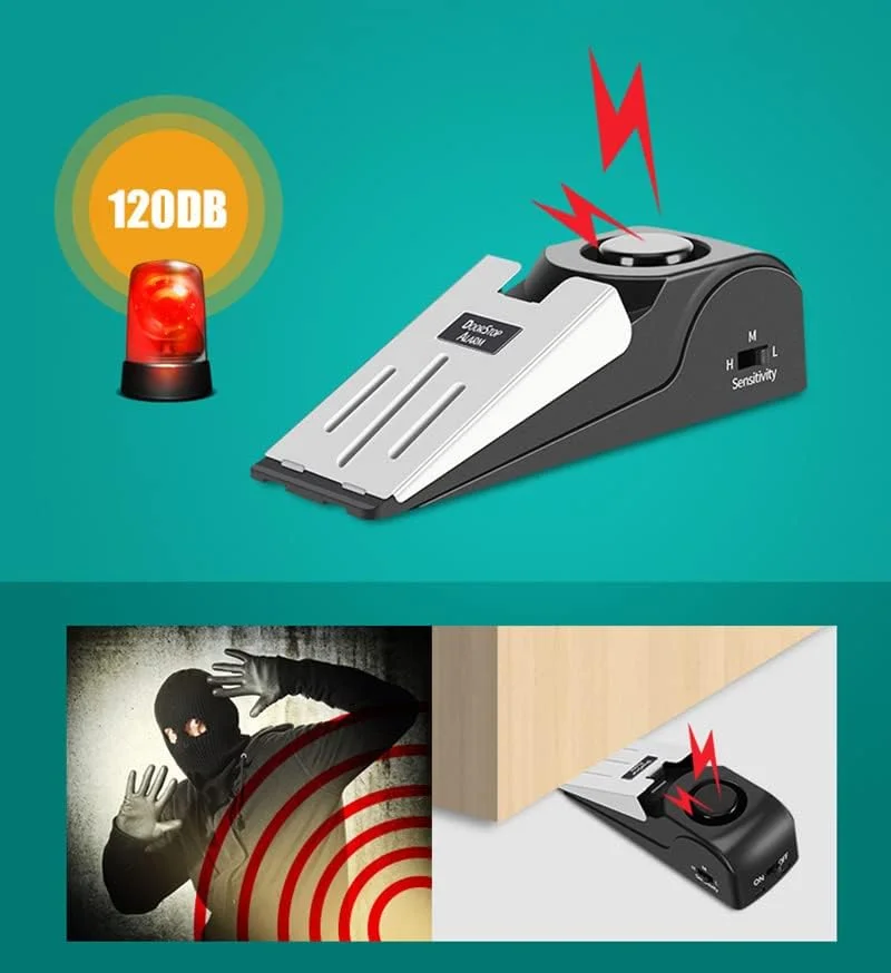 آلارم استاپر درب ThreeH، بسته 2 عددی، 120dB، ابزار ایمنی هشدار ورودی قابل حمل برای امنیت خانه، آپارتمان، هتل، مسافرت