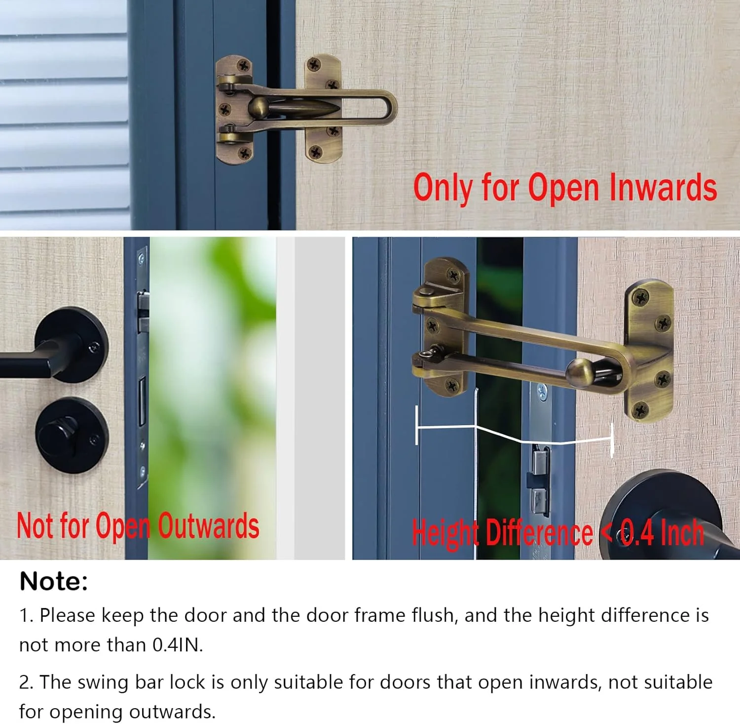 قفل درب ایمنی خانگی Topbuti، بسته 2 عددی قفل محافظ درب جلو برای کودکان، قفل تقویت کننده درب برای درهای چرخشی، قفل درب هتل، آلیاژ آلومینیوم ضخیم و جامد (برنج عتیقه) قفل درب ایمنی خانگی Topbuti، بسته 2 عددی قفل محافظ درب جلو برای کودکان، قفل تقویت کننده درب برای درهای چرخشی، قفل درب هتل، آلیاژ آلومینیوم ضخیم و جامد (برنج عتیقه)