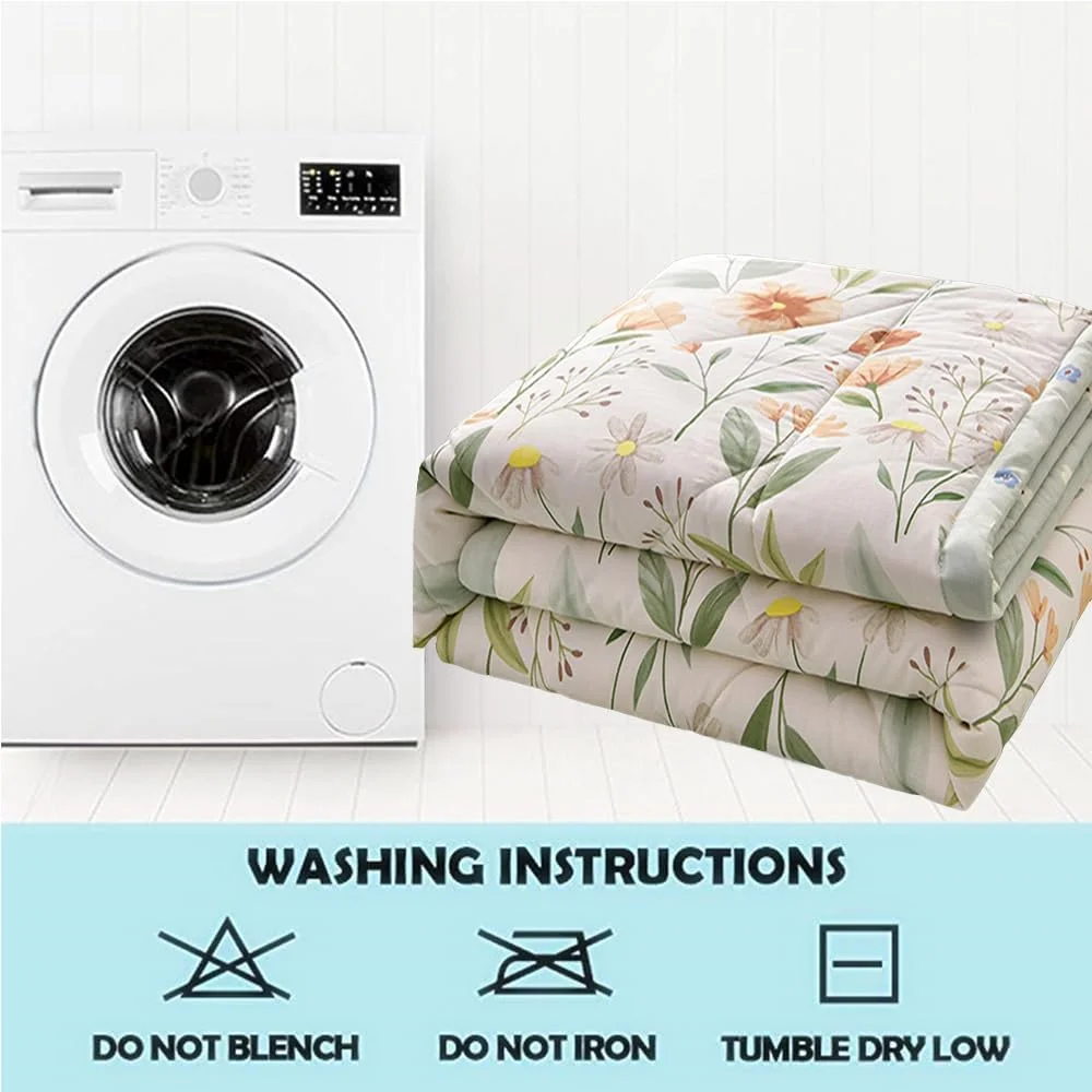 روتختی لحافی چیکوین، یک نفره، دو نفره، سایز کینگ، طرح چاپی گلدار ساده، لحاف میکروفایبر سبک وزن، پتوی مبل مراقبت آسان، مناسب تمام فصول (150x200cm، چمن باغ)