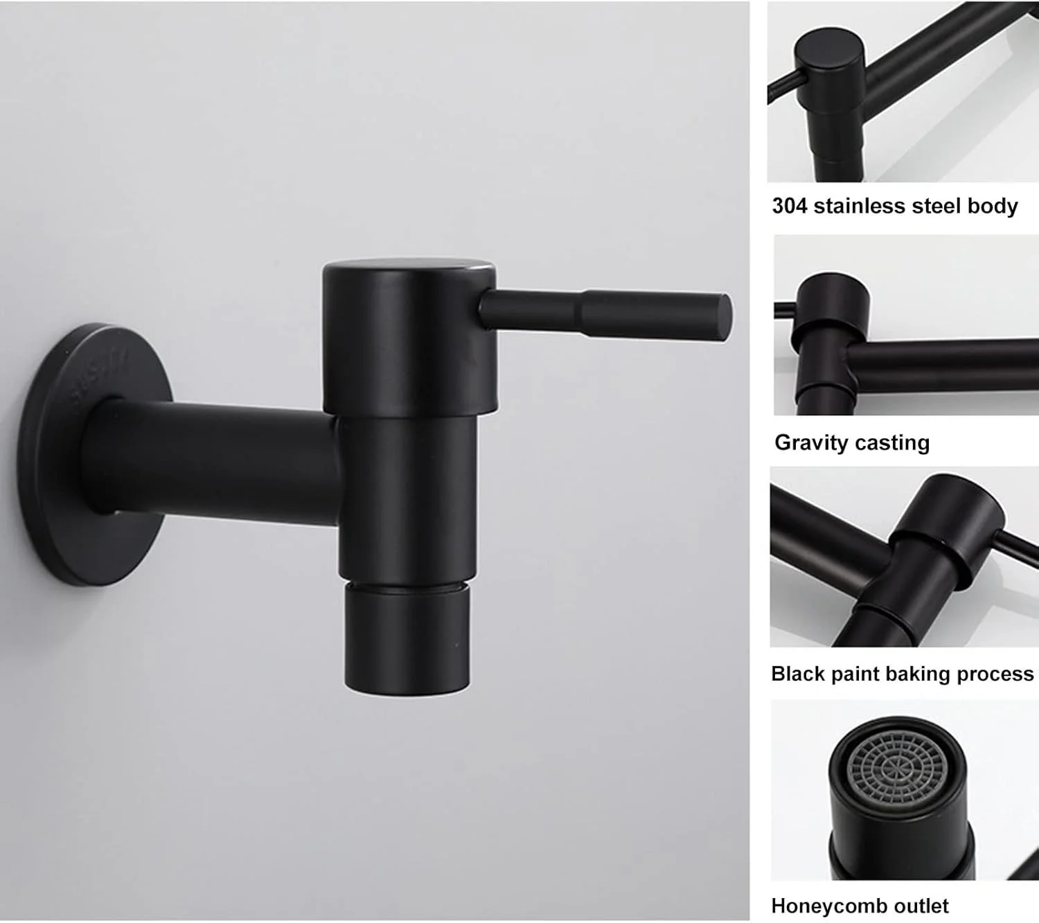 شیر آب سرد دیواری Eujgoov G1/2 برای حمام، شیر باغ، شیر آب سرد تک دسته استیل 304 (برای استخر تی) شیر آب سرد دیواری Eujgoov G1/2 برای حمام، شیر باغ، شیر آب سرد تک دسته استیل 304 (برای استخر تی)