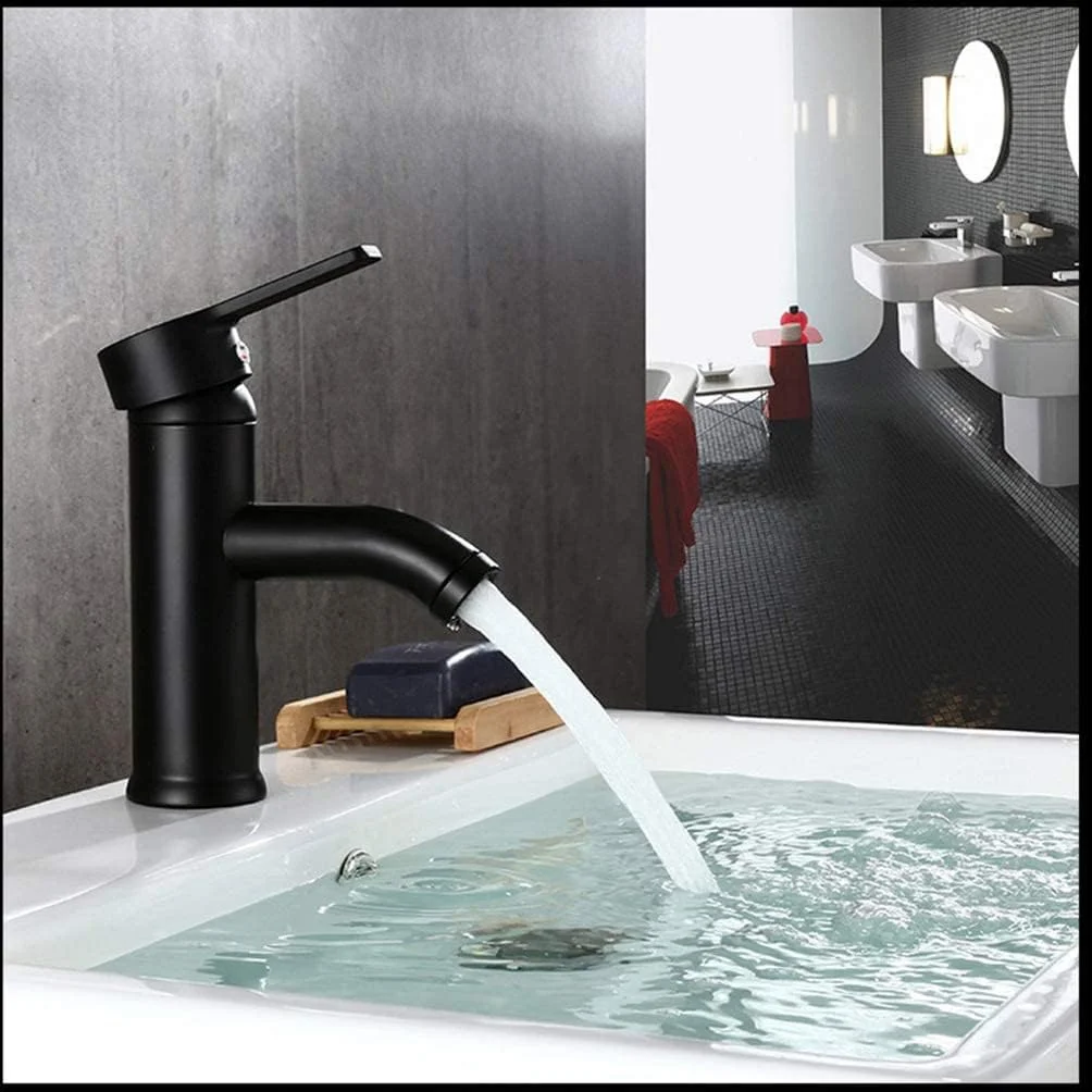 شیر آب مشکی ELECDON، شیر مخلوط کن استیل ضد زنگ برای حمام، لوازم جانبی حمام، شیر آب مشکی برای سینک آشپزخانه (مدل کوتاه) شیر آب مشکی ELECDON، شیر مخلوط کن استیل ضد زنگ برای حمام، لوازم جانبی حمام، شیر آب مشکی برای سینک آشپزخانه (مدل کوتاه)