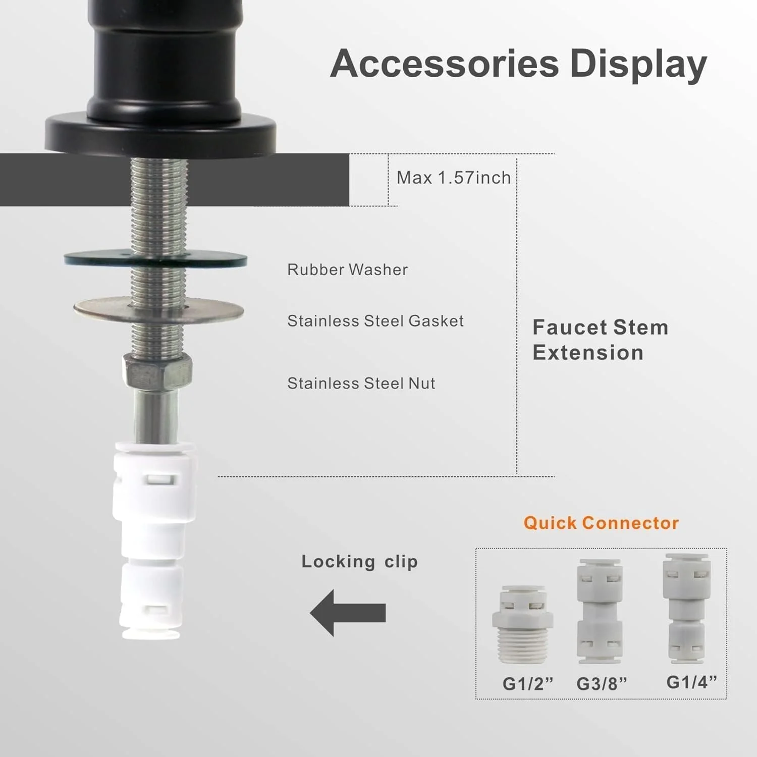 شیر آب آشامیدنی WELLUP مشکی مات، شیر آب اسمز معکوس برای سیستم تصفیه آب RO بدون شکاف هوا، شیر آب RO فیلتر آب آشپزخانه استیل ضد زنگ بدون سرب برای سینک بار آشپزخانه