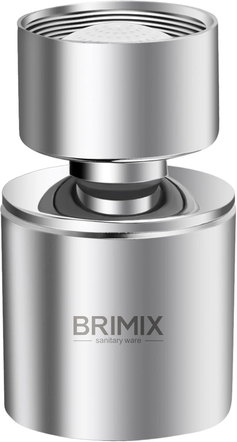افزایش دهنده شیر آب فیلتر پاششی یونیورسال Brimix با اسپری 2 حالته برای آشپزخانه و حمام، هواساز شیر آب برنجی (360 درجه)