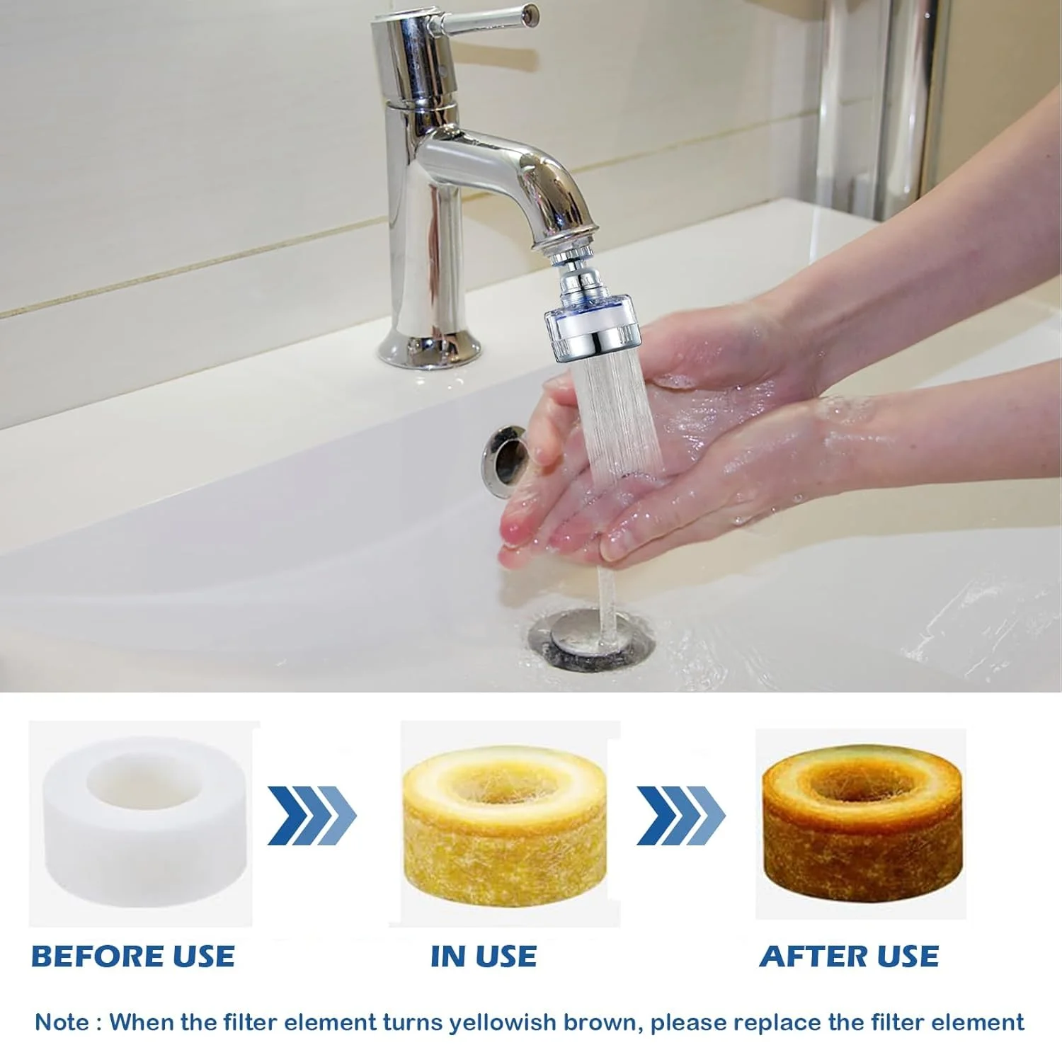 فیلتر آب شیر سینک Azonee، فیلترهای شیر آب چرخشی 360 درجه تصفیه کننده آب آشپزخانه حذف کننده کلر فلوراید فلزات سنگین آب سخت برای خانه حمام آشپزخانه 2 عددی فیلتر آب شیر سینک Azonee، فیلترهای شیر آب چرخشی 360 درجه تصفیه کننده آب آشپزخانه حذف کننده کلر فلوراید فلزات سنگین آب سخت برای خانه حمام آشپزخانه 2 عددی