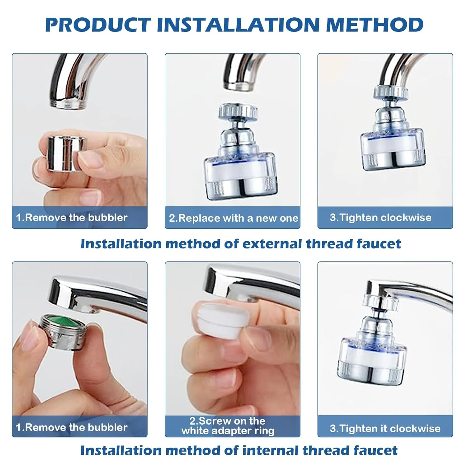 فیلتر آب شیر سینک Azonee، فیلترهای شیر آب چرخشی 360 درجه تصفیه کننده آب آشپزخانه حذف کننده کلر فلوراید فلزات سنگین آب سخت برای خانه حمام آشپزخانه 2 عددی فیلتر آب شیر سینک Azonee، فیلترهای شیر آب چرخشی 360 درجه تصفیه کننده آب آشپزخانه حذف کننده کلر فلوراید فلزات سنگین آب سخت برای خانه حمام آشپزخانه 2 عددی