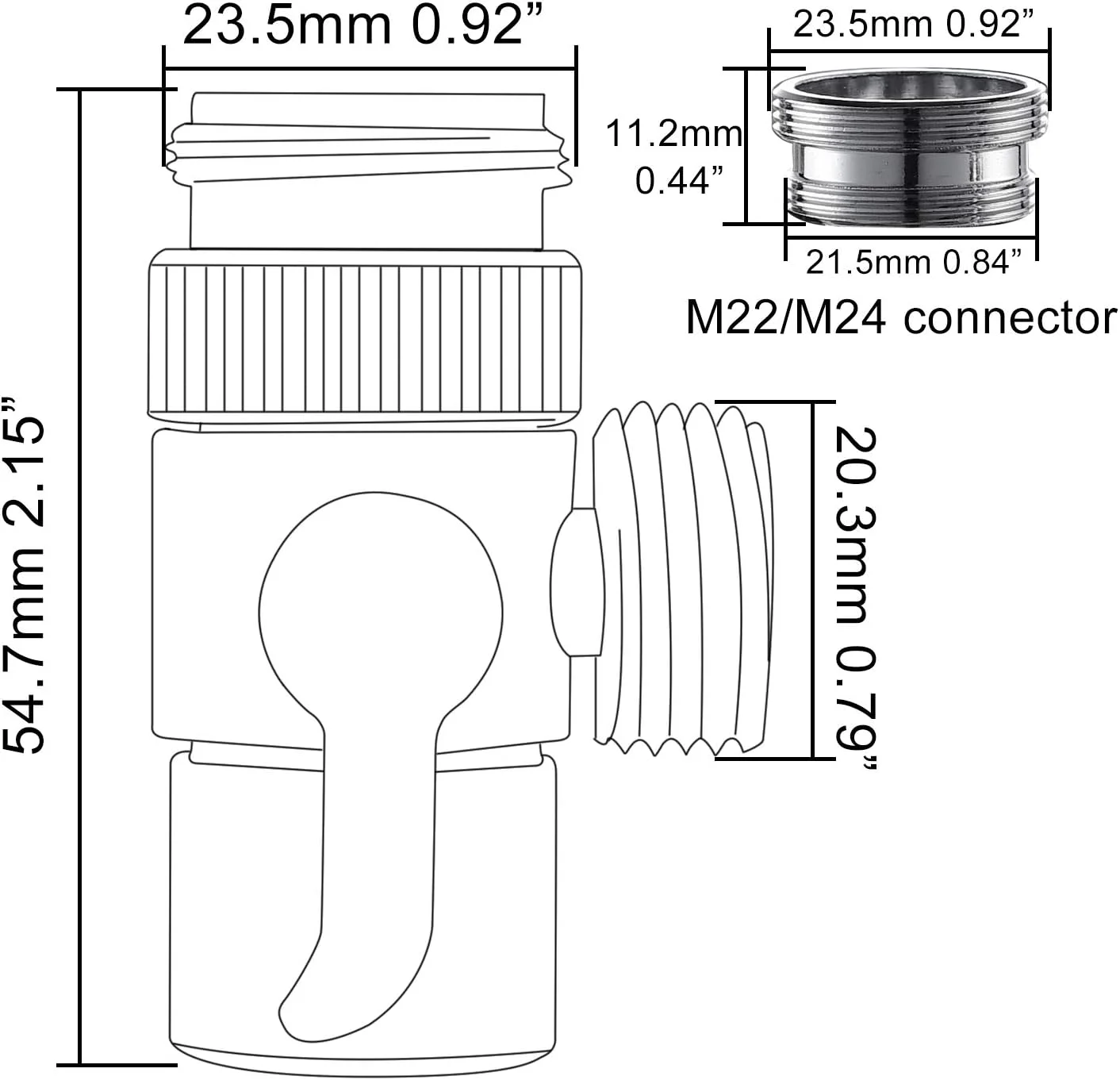 شیر سه راهی برنجی Tecmolog برای شیر آشپزخانه یا حمام، تقسیم کننده شیر سینک، روکش کروم، SBA021
