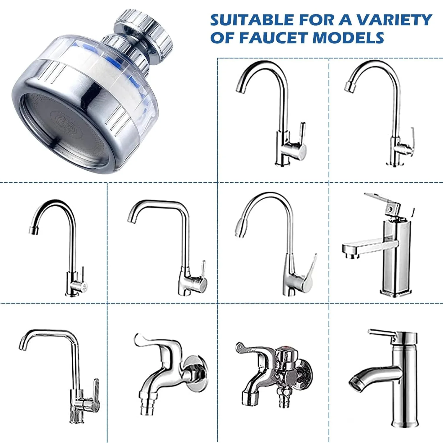 فیلتر آب شیر سینک Azonee، فیلترهای شیر آب چرخشی 360 درجه تصفیه کننده آب آشپزخانه حذف کننده کلر فلوراید فلزات سنگین آب سخت برای خانه حمام آشپزخانه 2 عددی فیلتر آب شیر سینک Azonee، فیلترهای شیر آب چرخشی 360 درجه تصفیه کننده آب آشپزخانه حذف کننده کلر فلوراید فلزات سنگین آب سخت برای خانه حمام آشپزخانه 2 عددی