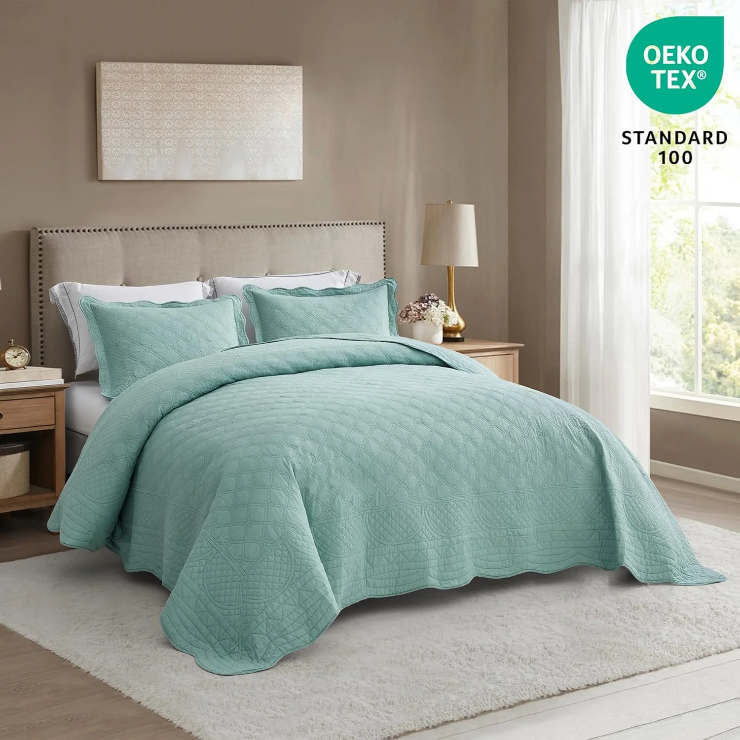 روتختی نخی چیکسین سایز کامل، فوق العاده نرم، سبک وزن، 3 تکه، رنگ سبز دریایی