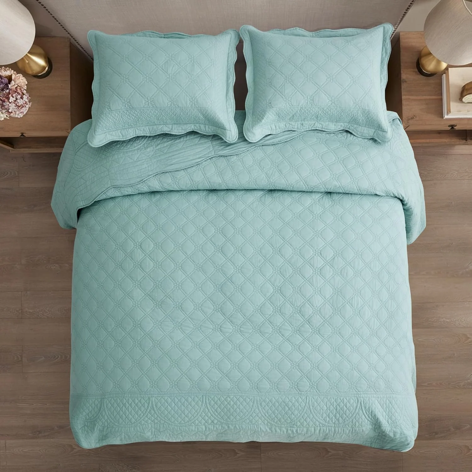 روتختی نخی چیکسین سایز کامل، فوق العاده نرم، سبک وزن، 3 تکه، رنگ سبز دریایی