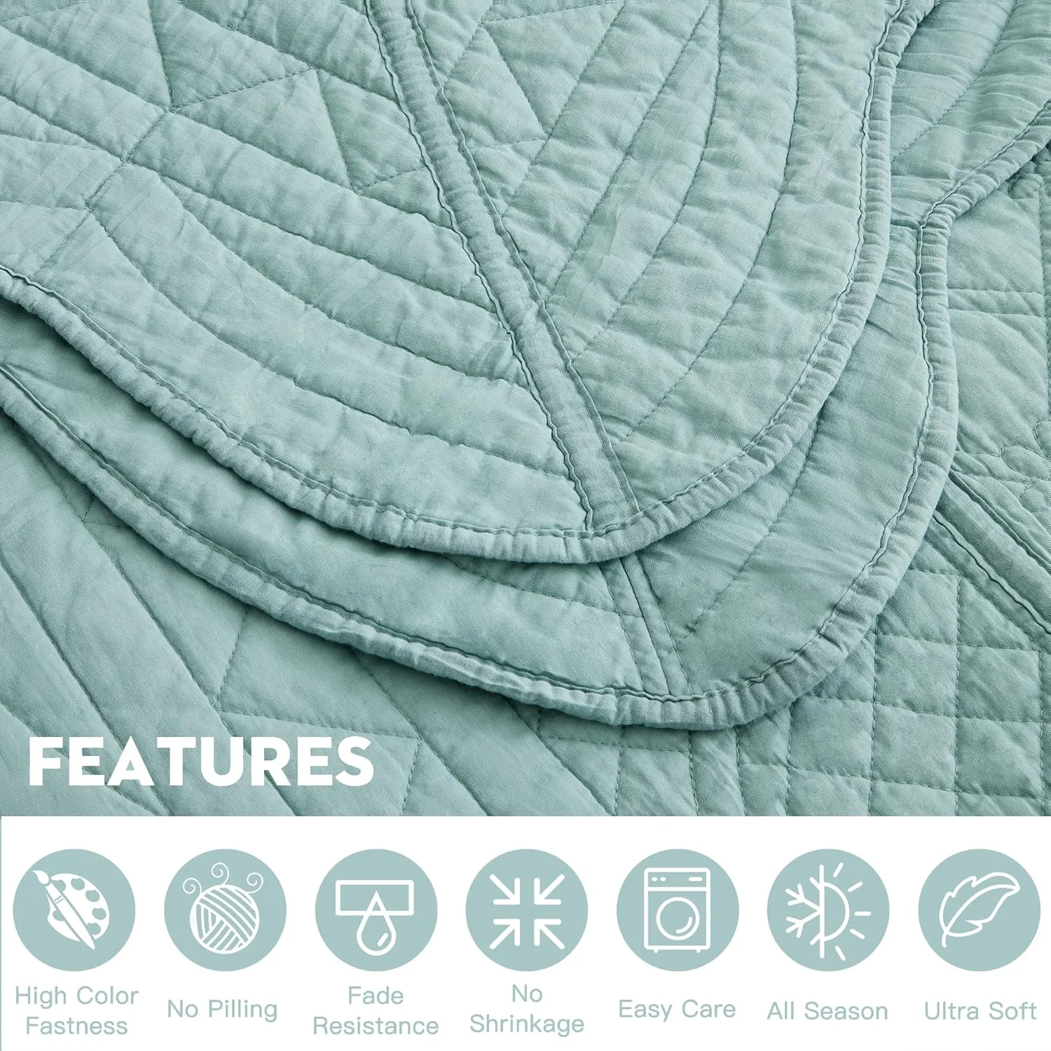 روتختی نخی چیکسین سایز کامل، فوق العاده نرم، سبک وزن، 3 تکه، رنگ سبز دریایی