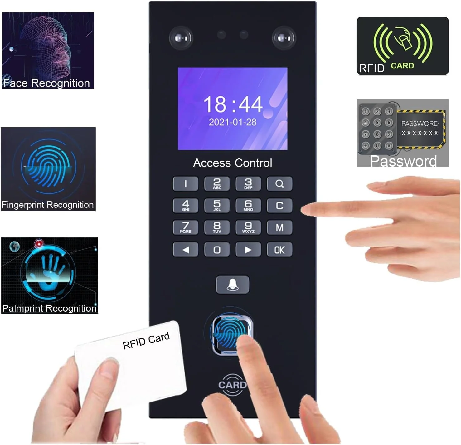 دستگاه حضور و غیاب AJWYSOI، دستگاه تشخیص اثر انگشت بیومتریک، کیت سیستم حضور و غیاب چهره، دستگاه الکترونیکی شبکه RJ45 LAN برای پانچ خودکار ورود و خروج اداری، کارکرد آسان