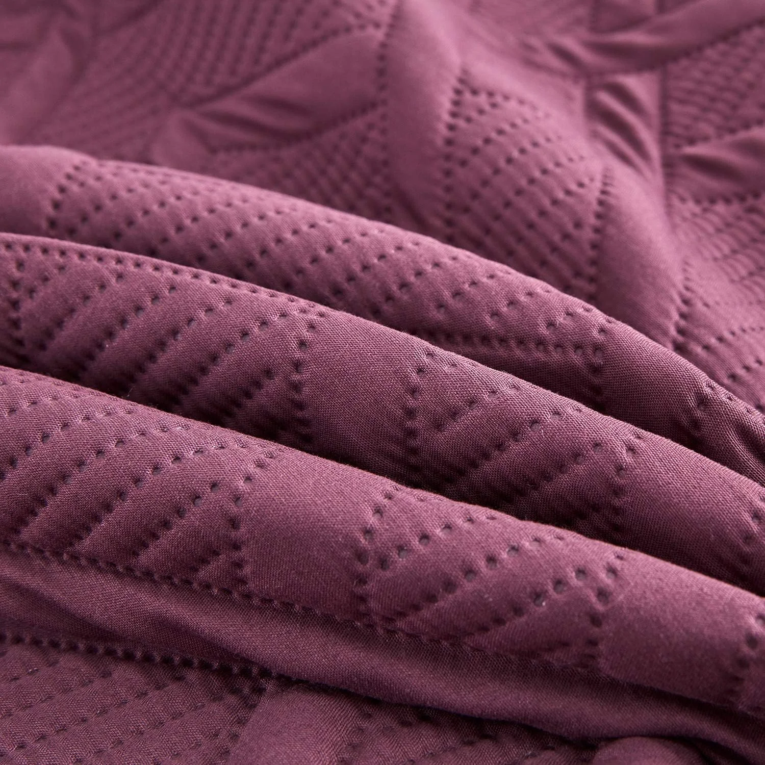 ست روتختی لحاف دار سایز کینگ CHIXIN - طرح هندسی - رو تختی مدرن و معاصر، لحاف دوزی التراسونیک، دو رو، سبک وزن، 4 تکه، زرشکی و ویستریا