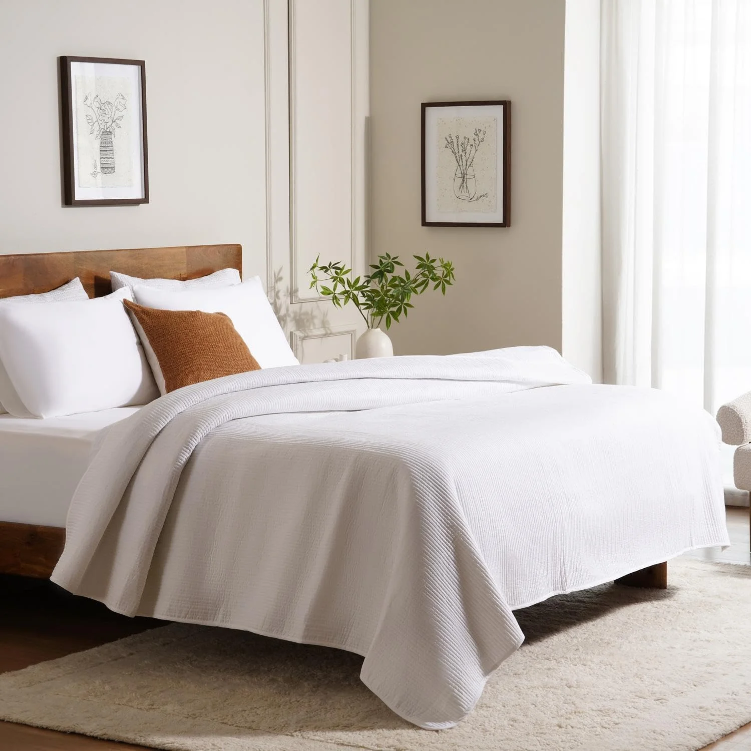 روتختی لحاف دار ایکاسل پان هوم مدل Conscious، ۱۶۰x۲۲۰ سانتی متر - سفید روشن