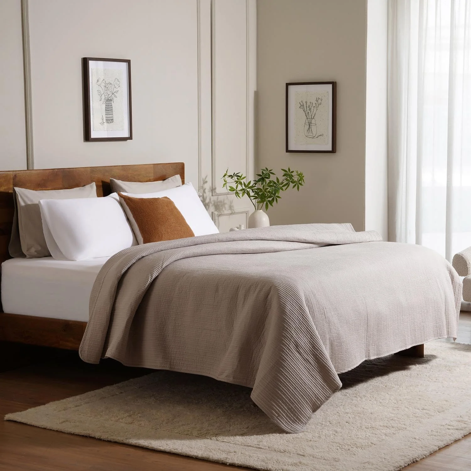 روتختی لحاف دار ایکاسل پان هوم مدل Conscious، ابعاد ۱۶۰x۲۲۰ سانتی متر - خاکستری دودی