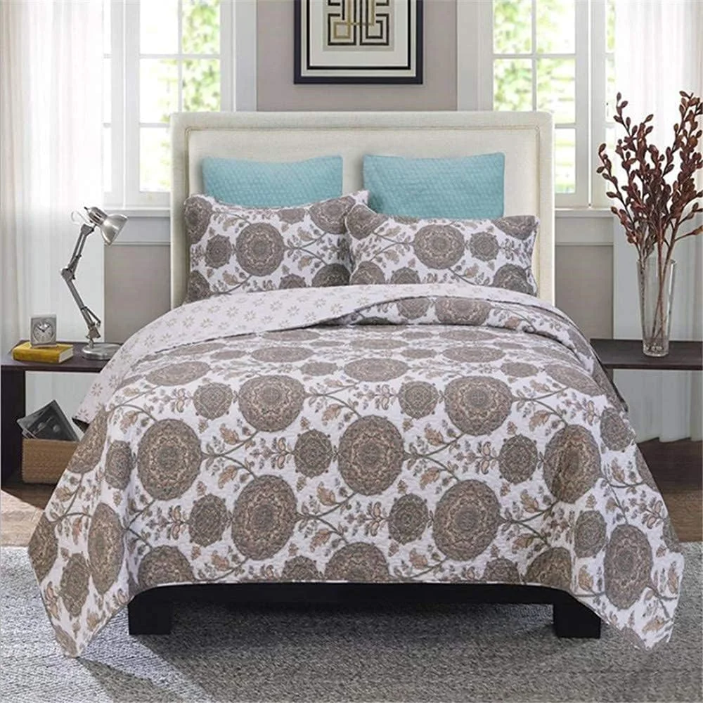 روتختی های سبک روستایی طرح دار ست لحاف 3 تکه لحاف پنبه ای شسته شده روکش تخت بالش رو تختی سایز کینگ پتو