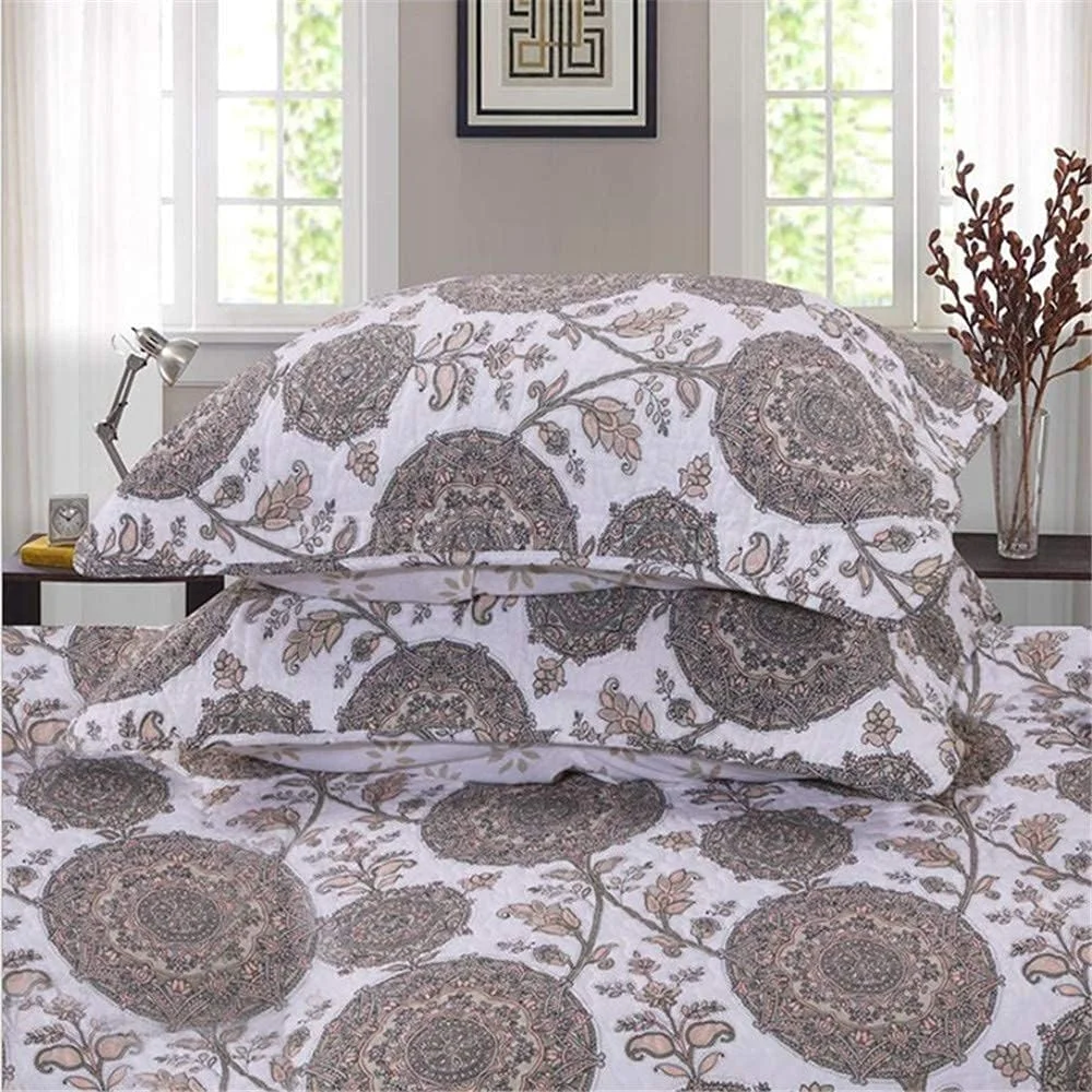 روتختی های سبک روستایی طرح دار ست لحاف 3 تکه لحاف پنبه ای شسته شده روکش تخت بالش رو تختی سایز کینگ پتو