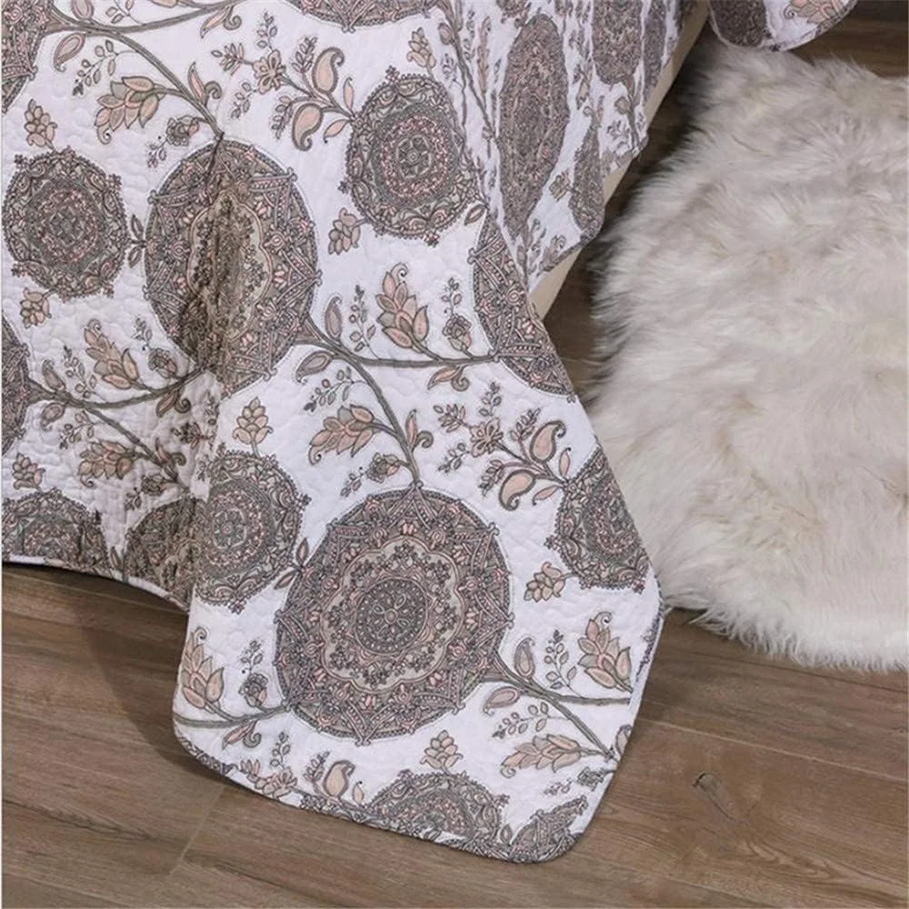 روتختی های سبک روستایی طرح دار ست لحاف 3 تکه لحاف پنبه ای شسته شده روکش تخت بالش رو تختی سایز کینگ پتو