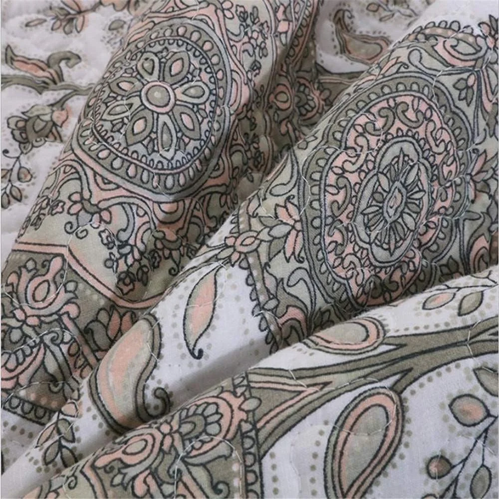 روتختی های سبک روستایی طرح دار ست لحاف 3 تکه لحاف پنبه ای شسته شده روکش تخت بالش رو تختی سایز کینگ پتو