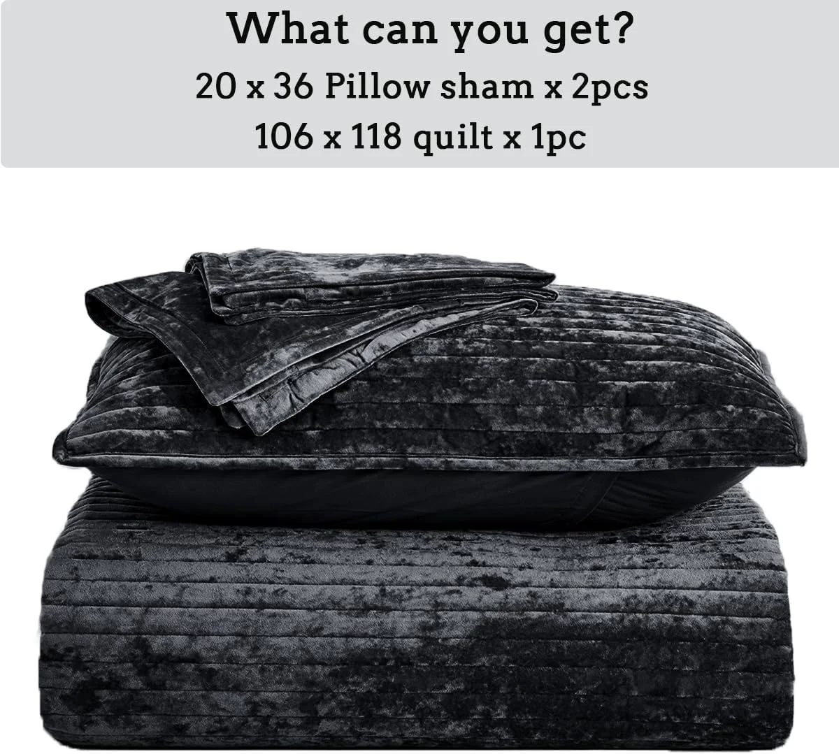 ست روتختی مخمل سه تکه لوکس سایز بزرگ کینگ کوکوپلوس، 270x300 سانتی متر، طرح راه راه، شامل روتختی و 2 روبالشتی 50x90 سانتی متر، فوق العاده نرم و مناسب تمام فصول، مشکی