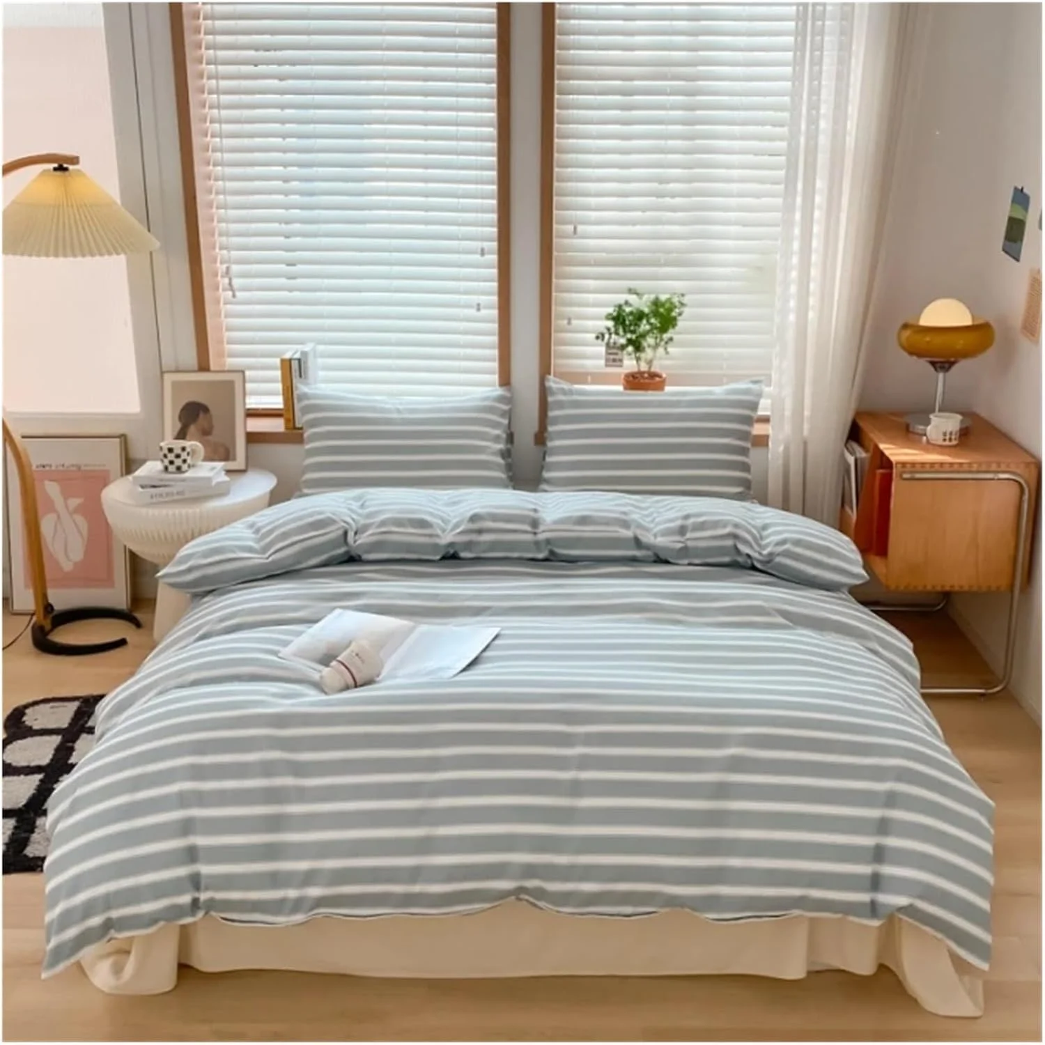 ست ملحفه روتختی پنبه ای شیک شامل روکش لحاف، ملحفه تخت، روبالشی، روتختی، منسوجات نرم و تنفسی، تخت خواب لوکس در یک کیف (سایز کینگ 4 تکه)