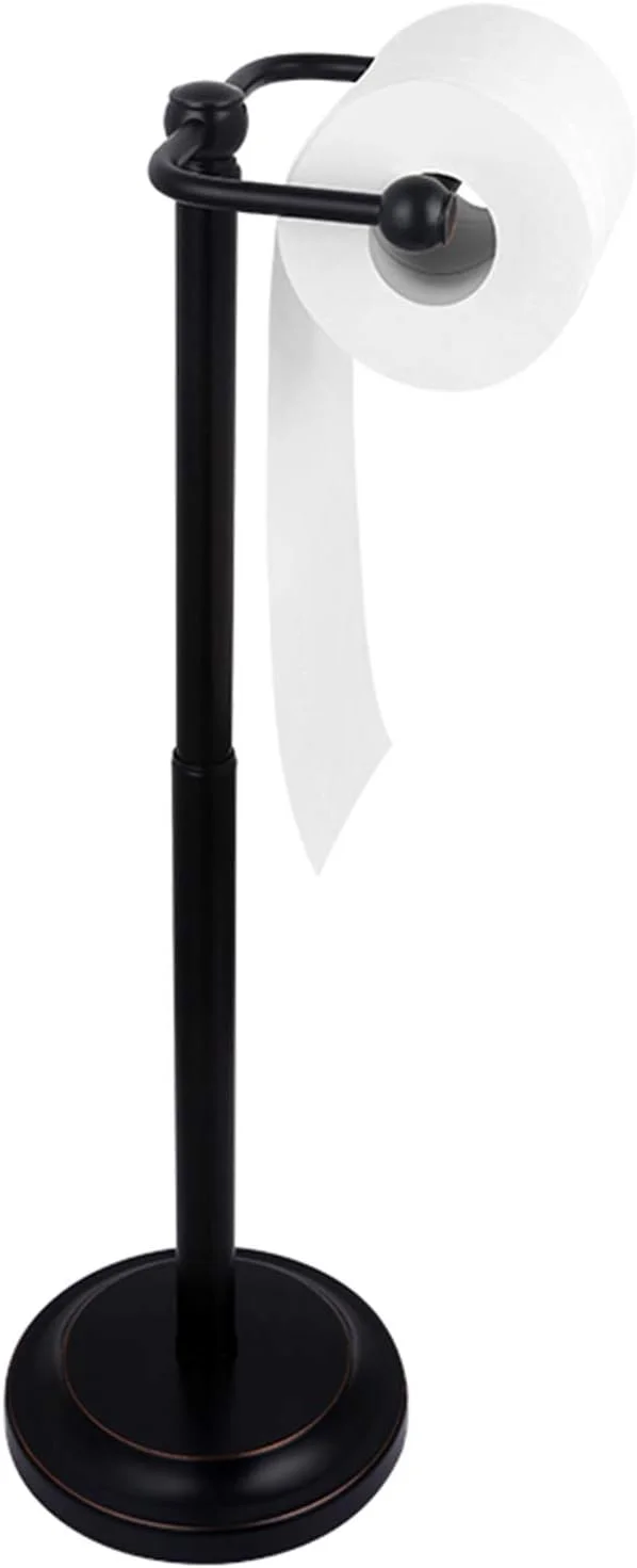 Toilet paper holder LIU- Freestanding Black Stainless Steel Roll Dispenser Height Adjustable for Bathroom Washroom