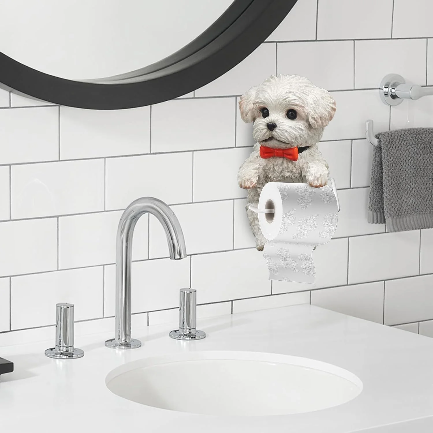 نگهدارنده دستمال توالت - نگهدارنده دستمال توالت طرح سگ، نصب دیواری - استند نگهداری و پخش رول، دکور اتاق، قفسه زیبا برای آشپزخانه، حمام، هتل، RV نگهدارنده دستمال توالت - نگهدارنده دستمال توالت طرح سگ، نصب دیواری - استند نگهداری و پخش رول، دکور اتاق، قفسه زیبا برای آشپزخانه، حمام، هتل، RV