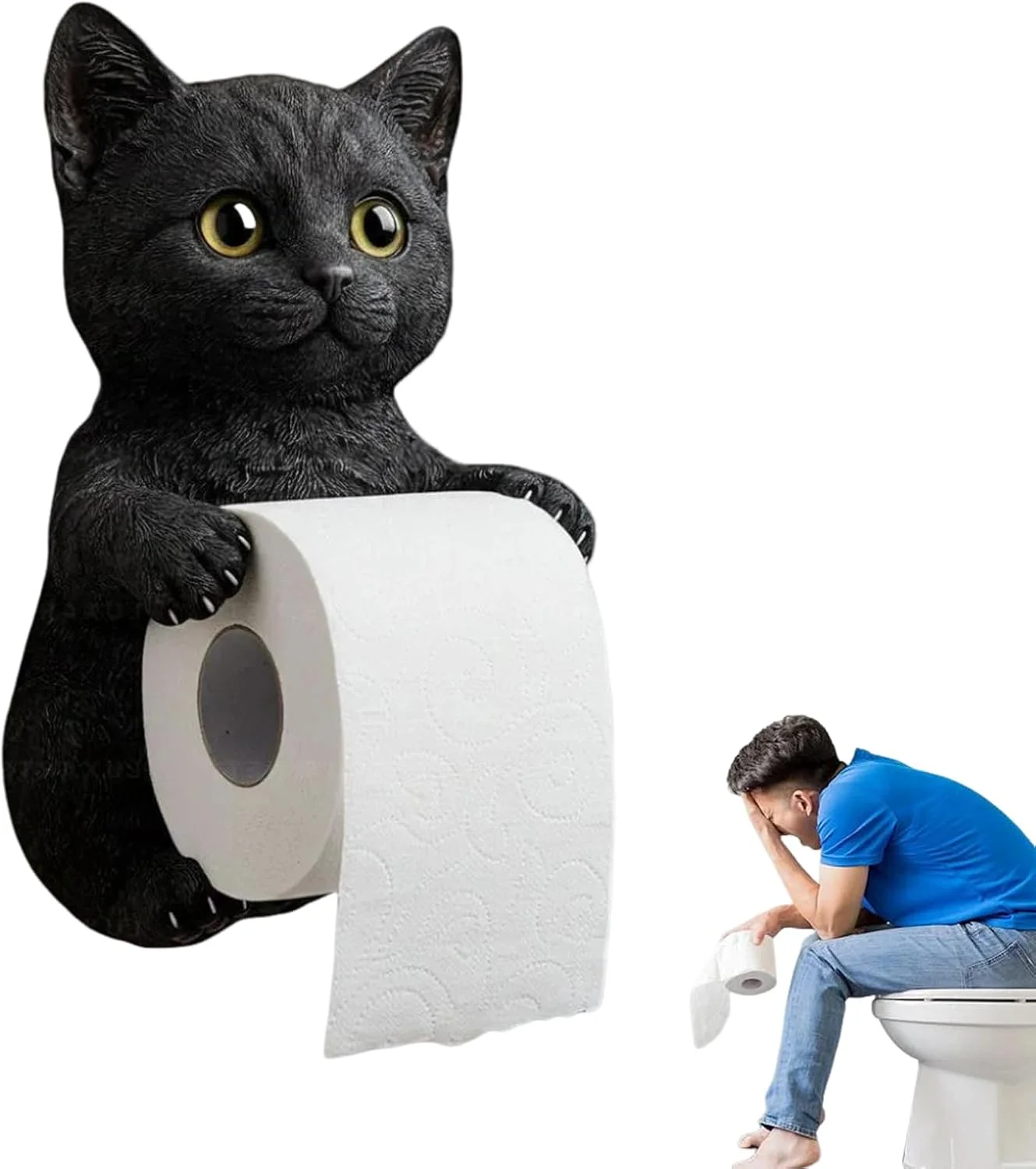 نگهدارنده دستمال توالت - نگهدارنده رول توالت طرح گربه - قفسه رول زیبا، پخش کننده دیواری برای خانه، RV، خوابگاه، حمام
