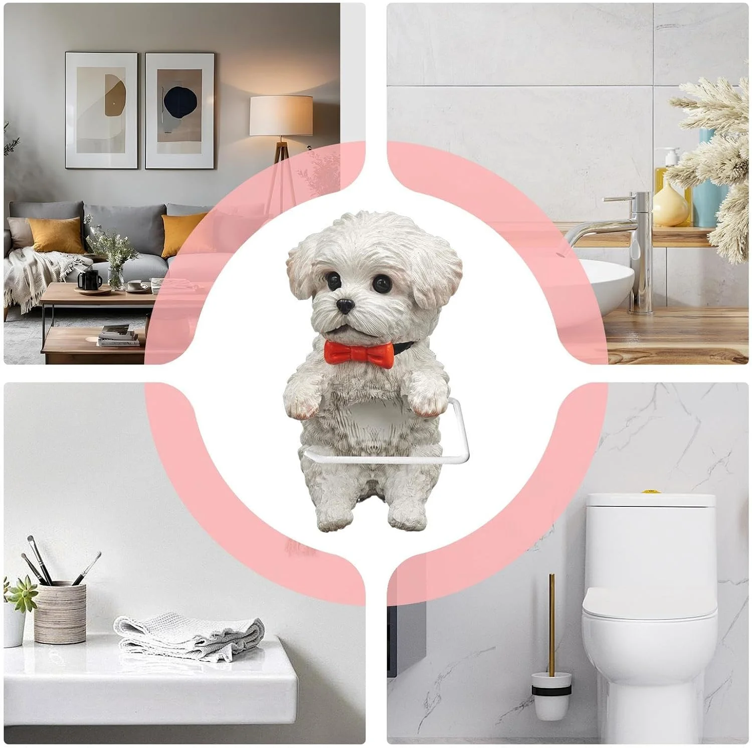 نگهدارنده دستمال توالت - نگهدارنده دستمال توالت طرح سگ، نصب دیواری - استند نگهداری و پخش رول، دکور اتاق، قفسه زیبا برای آشپزخانه، حمام، هتل، RV نگهدارنده دستمال توالت - نگهدارنده دستمال توالت طرح سگ، نصب دیواری - استند نگهداری و پخش رول، دکور اتاق، قفسه زیبا برای آشپزخانه، حمام، هتل، RV