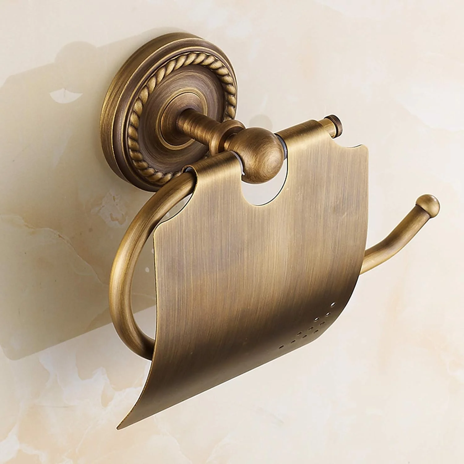 جا دستمال کاغذی توالت LIU - برنج عتیقه با پوشش، طرح پیچ حکاکی شده، دیواری، مناسب سرویس بهداشتی و حمام