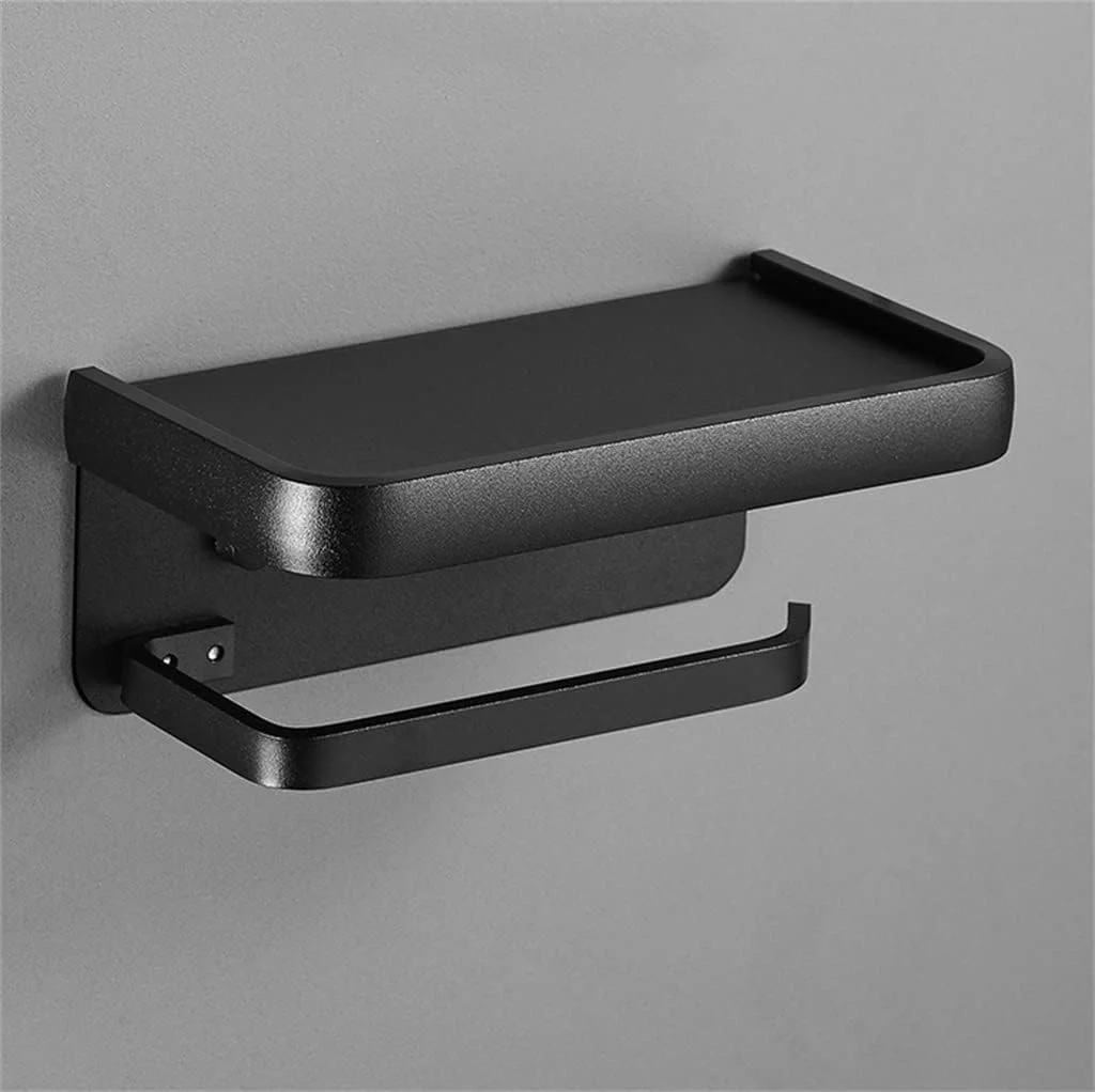 جا دستمال توالت مشکی UHJKLA با قفسه ذخیره سازی چند منظوره برای حمام