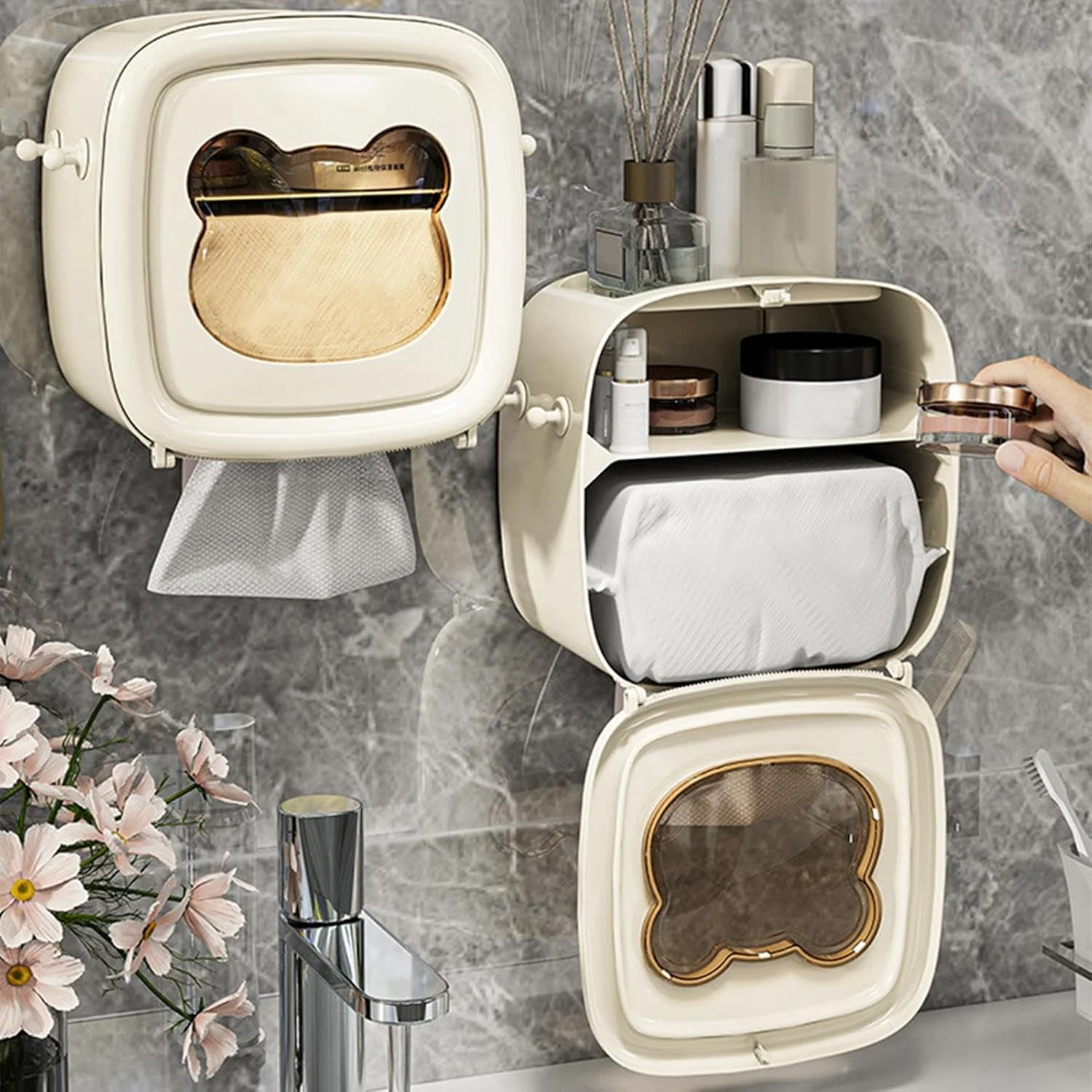 جا دستمال کاغذی دیواری - جعبه نگهدارنده دستمال توالت چسبی، سازمان دهنده ضد آب خانگی برای آشپزخانه، اتاق نشیمن، سرویس بهداشتی، هتل