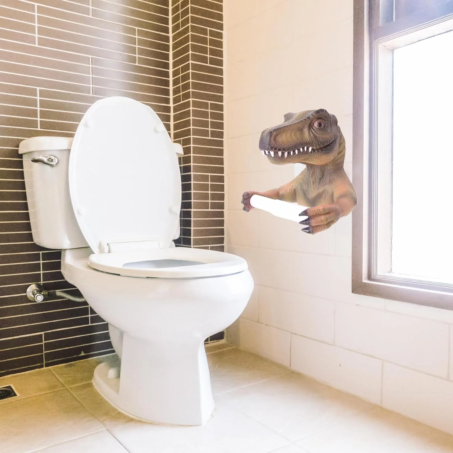 جا دستمال کاغذی طرح تی رکس Wowser، دکوری دیواری برای حمام، دکوراسیون فانتزی منحصربفرد، 7 اینچ جا دستمال کاغذی طرح تی رکس Wowser، دکوری دیواری برای حمام، دکوراسیون فانتزی منحصربفرد، 7 اینچ