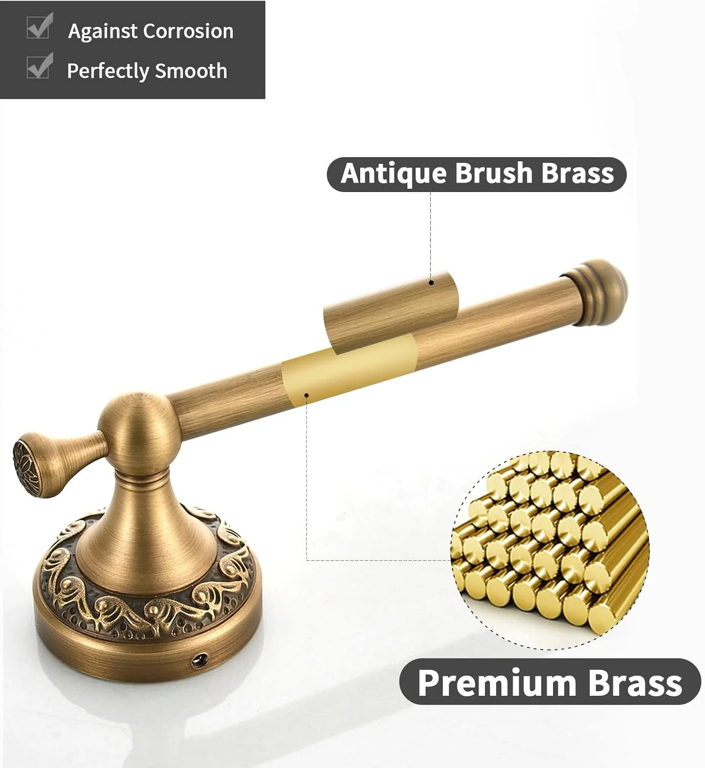 جا کاغذی توالت برنجی WOLIBEER، حلقه حوله عتیقه، آویز نگهدارنده حوله دستی بیضی شکل، لوازم جانبی حمام رول دستمال کاغذی، دیواری، طرح قدیمی، 2 تکه